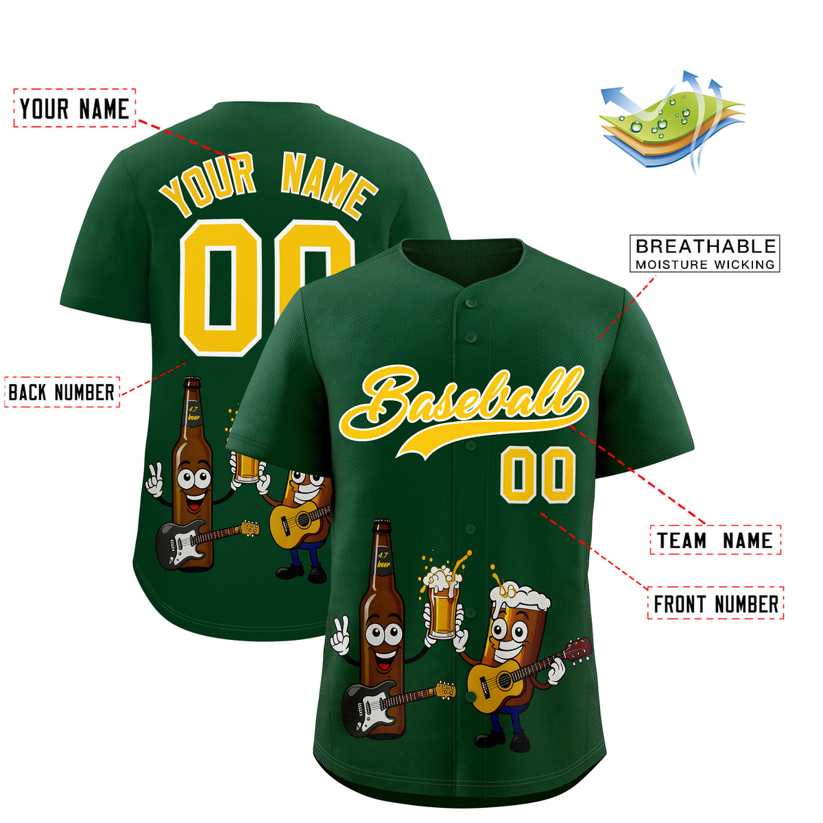 Custom Green Personalized Team Shirts for Parties &amp; Training | KXKSHOP