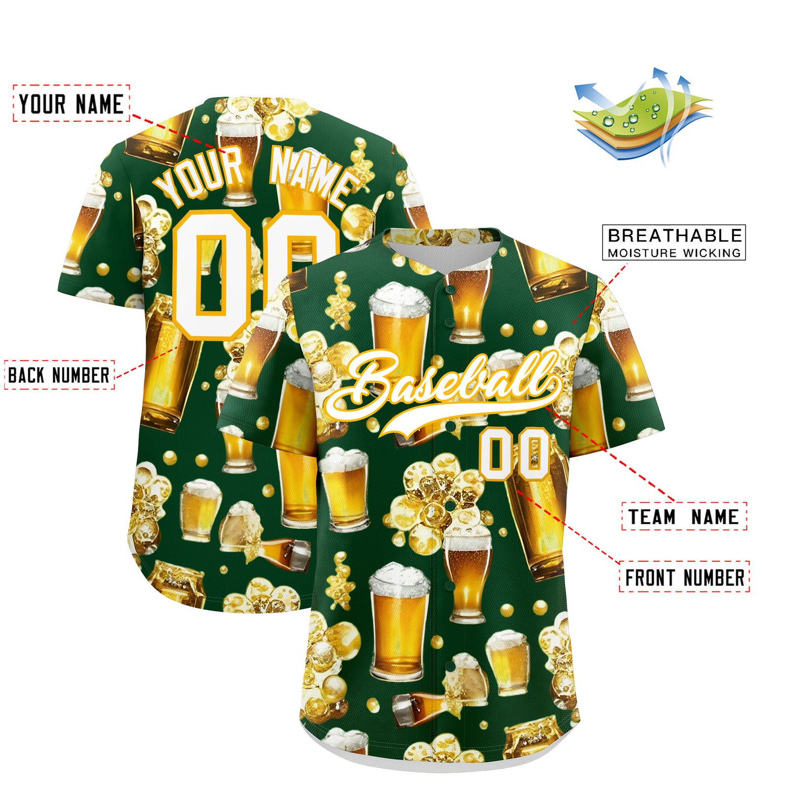 Custom Green Personalized Team Shirts for Parties & Training | KXKSHOP