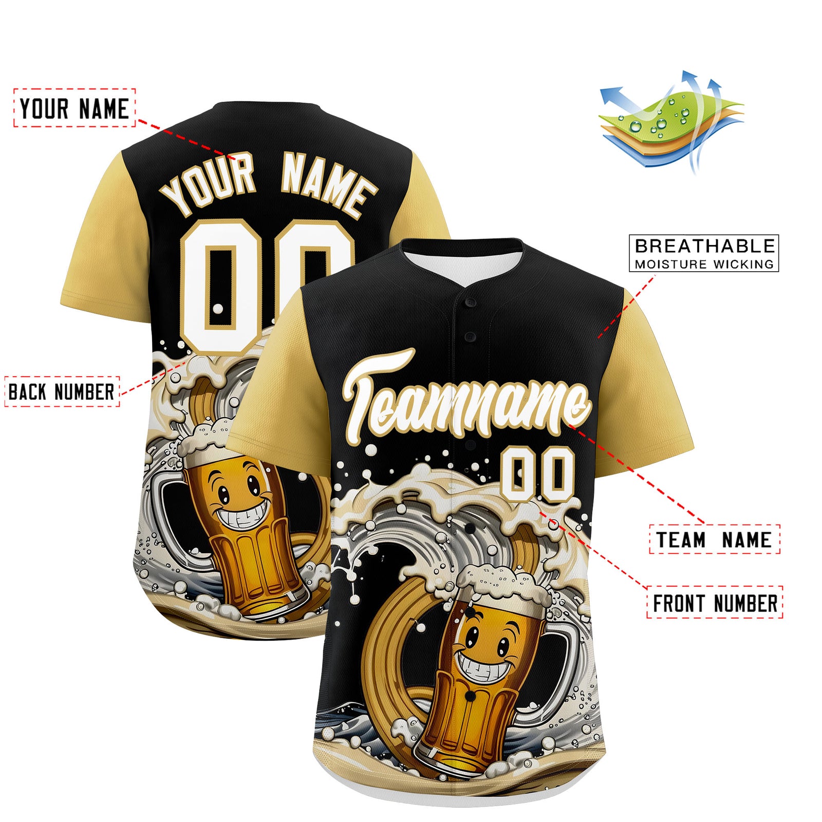 Custom Old Gold Personalized Team Shirts for Parties & Training | KXKSHOP