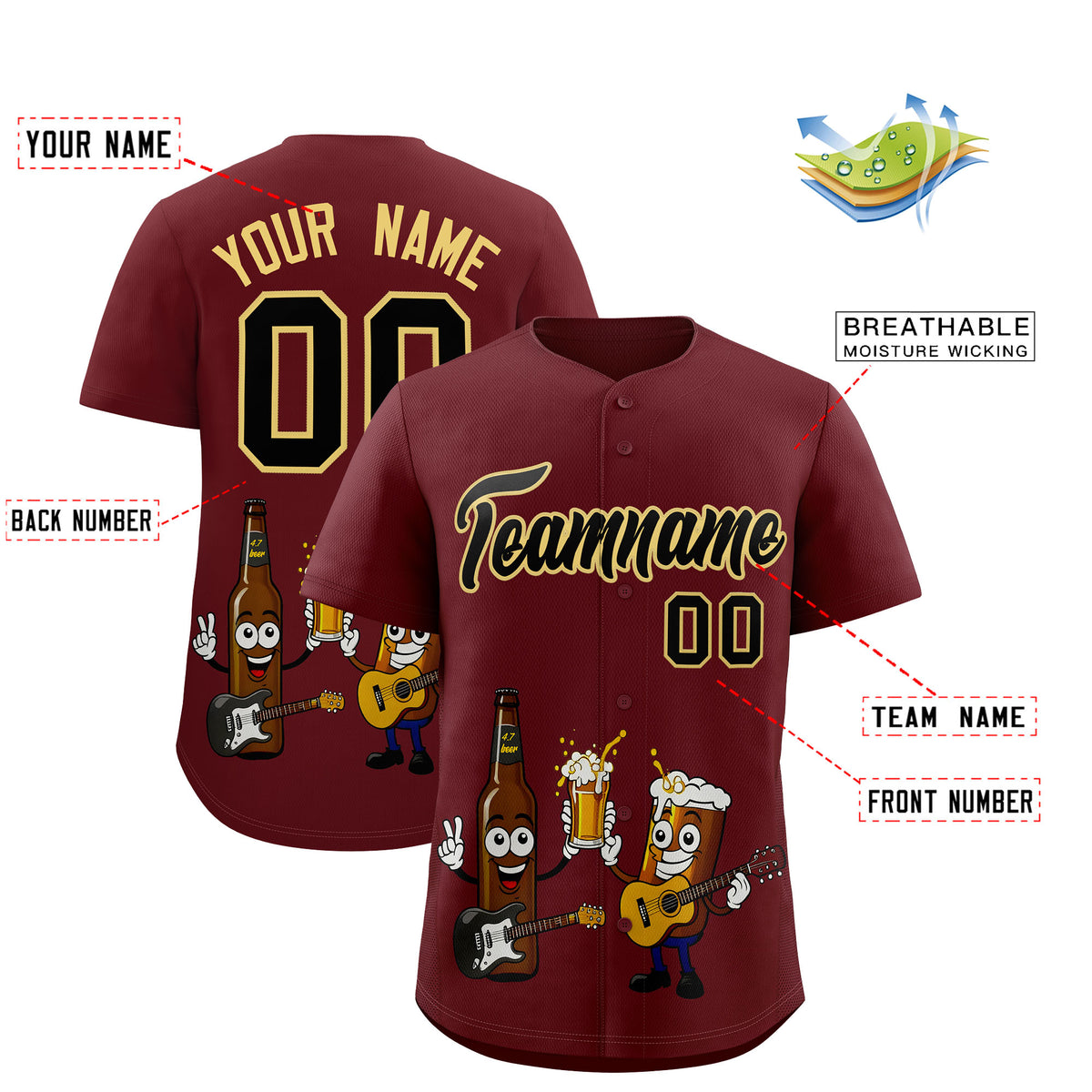 Custom Burgundy Personalized Team Shirts for Parties & Training | KXKSHOP