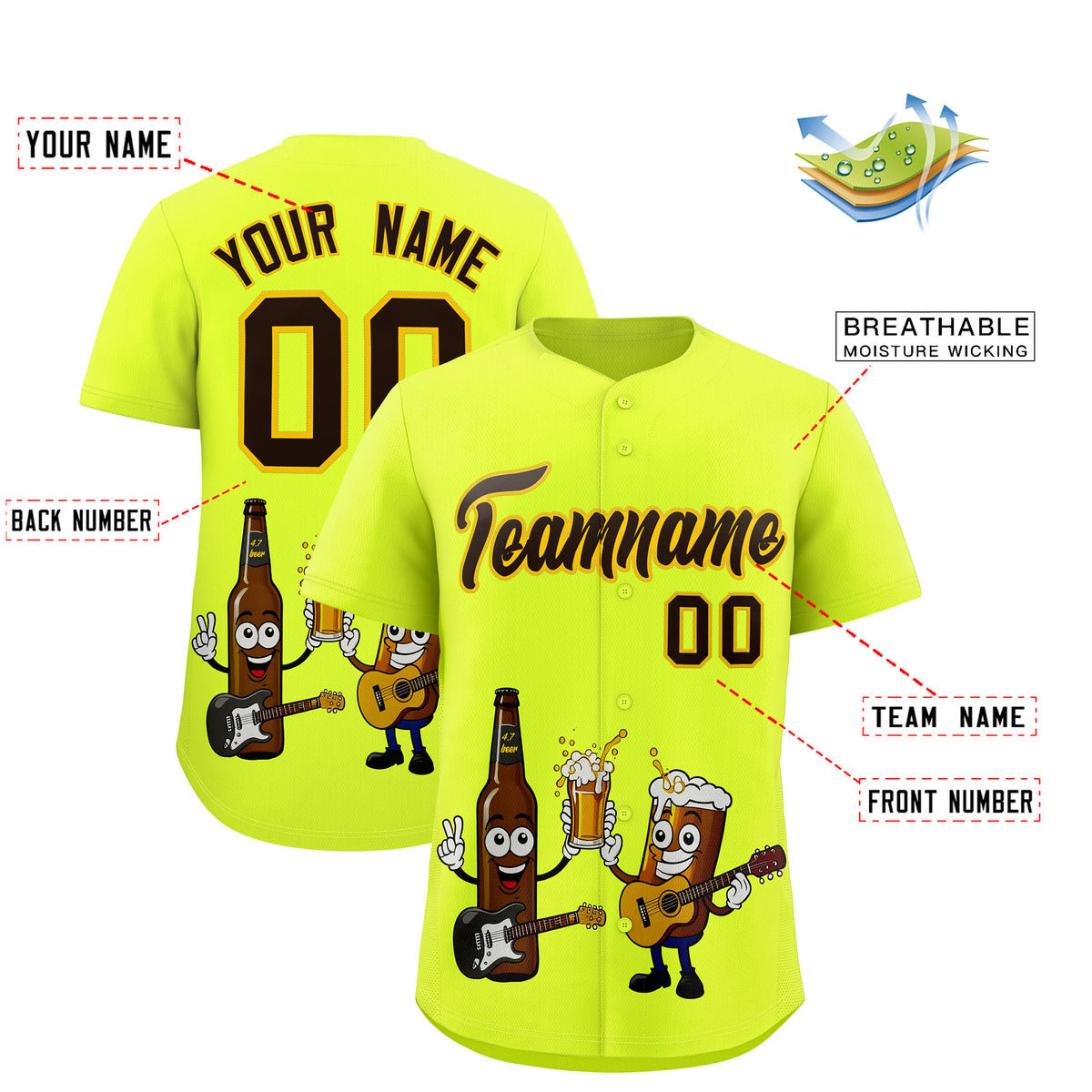 Custom Fluorescent Green Personalized Team Shirts for Parties &amp; Training | KXKSHOP