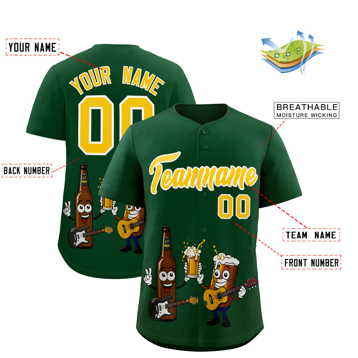Custom Green Personalized Team Shirts for Parties &amp; Training | KXKSHOP