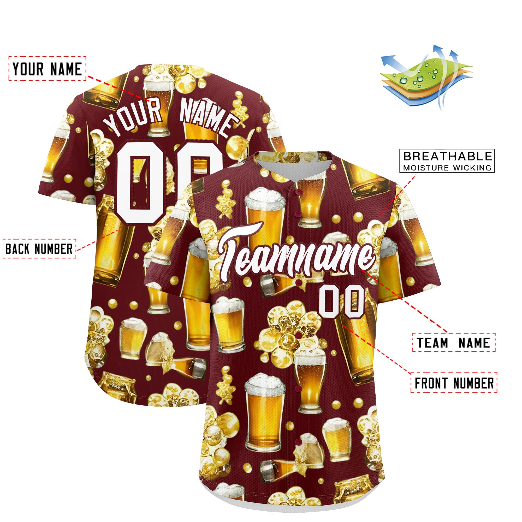 Custom Burgundy Personalized Team Shirts for Parties & Training | KXKSHOP