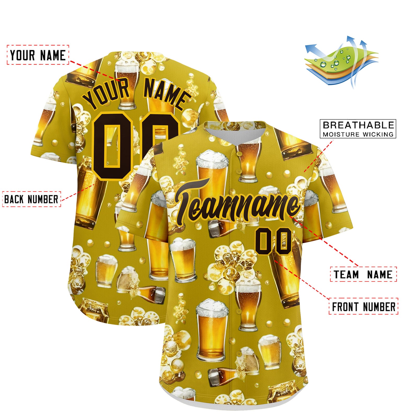 Custom Old Gold Personalized Team Shirts for Parties & Training | KXKSHOP
