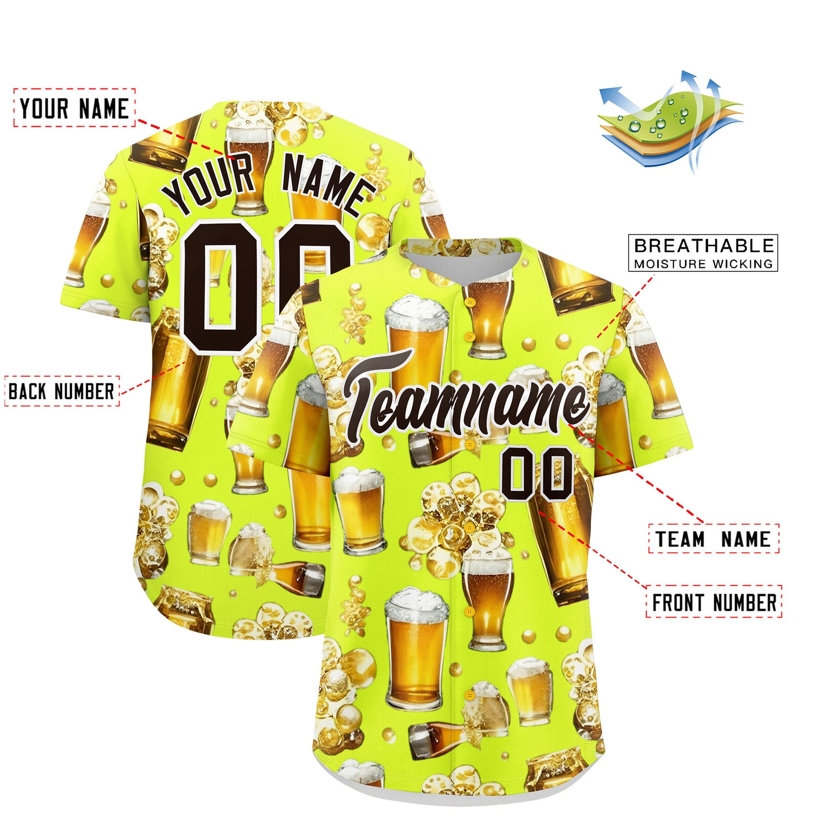 Custom Fluorescent Green Personalized Team Shirts for Parties & Training | KXKSHOP