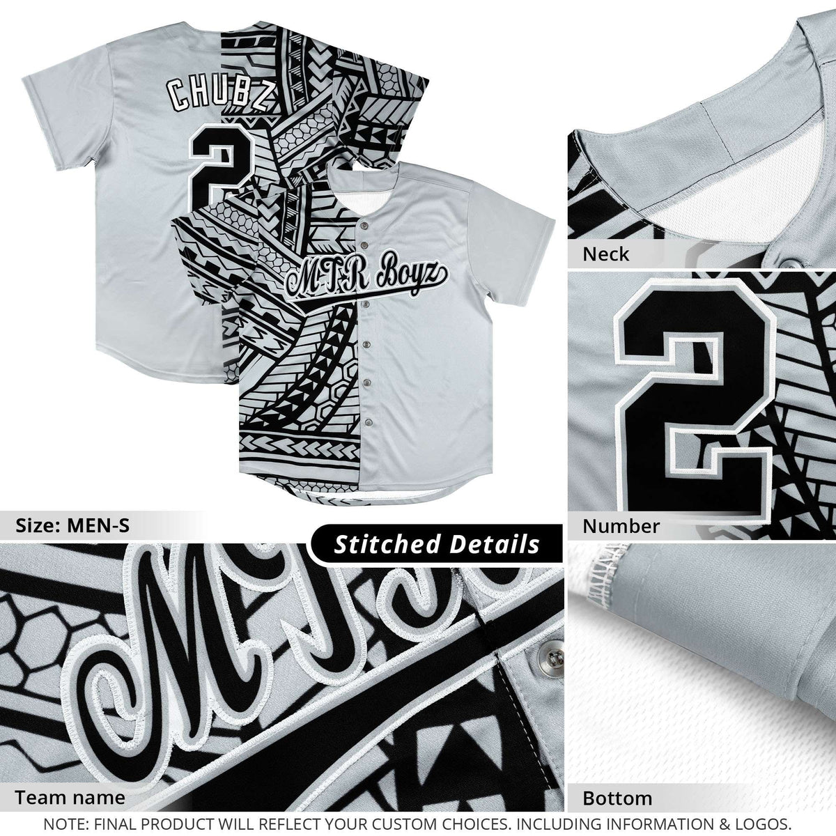 Custom Silver Purple Split Fashion Tribal Pattern Authentic Baseball Jersey