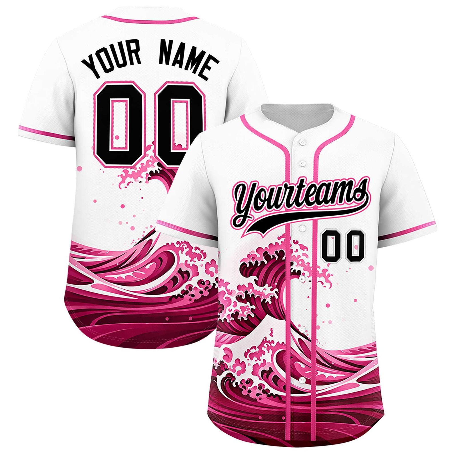 Custom White Wave Graffiti Pattern Authentic Baseball Jersey