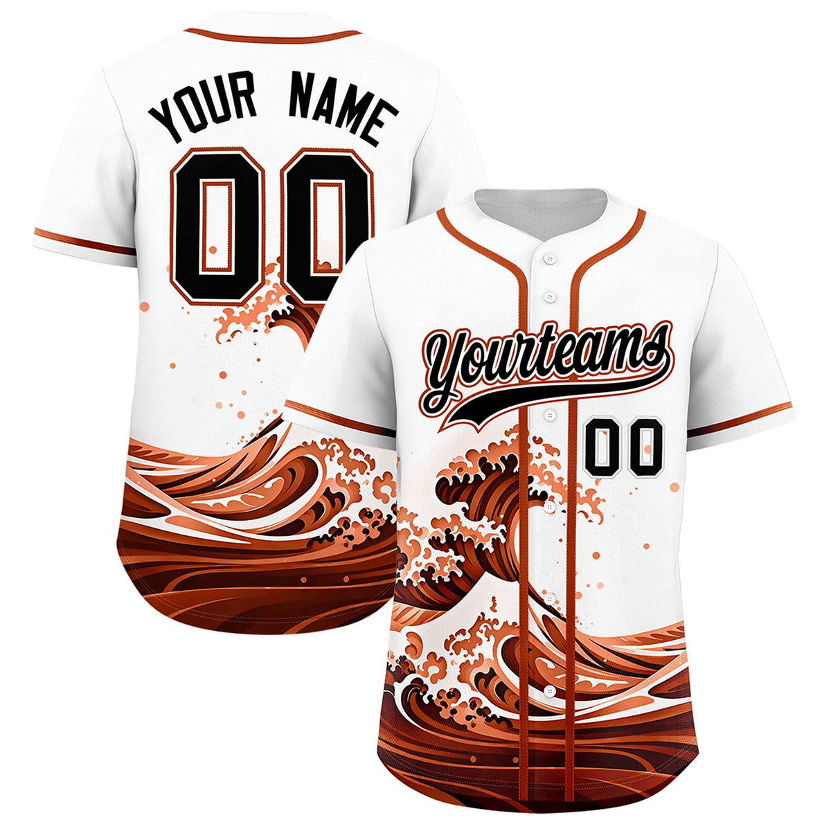 Custom White Wave Graffiti Pattern Authentic Baseball Jersey