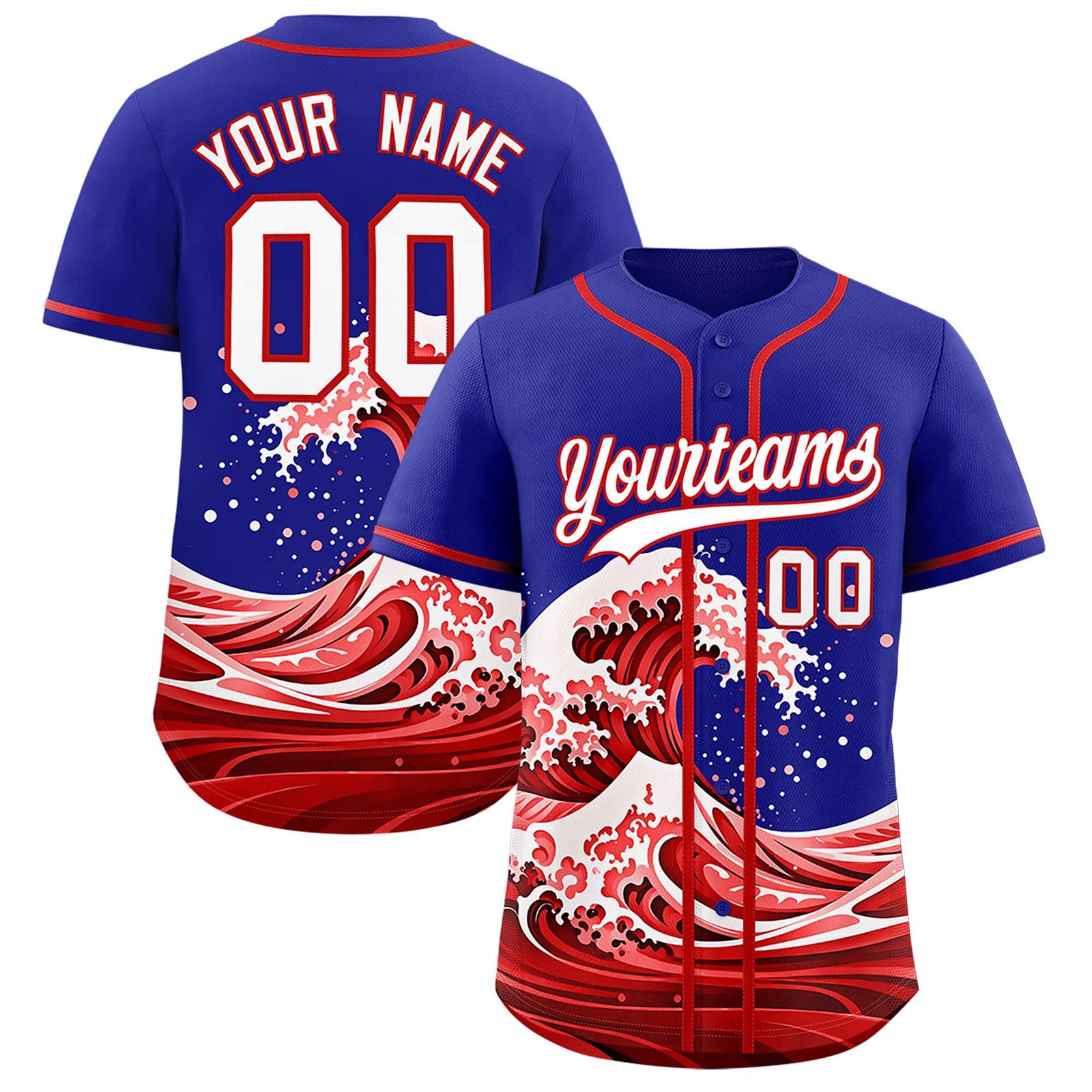 Custom Royal Wave Graffiti Pattern Authentic Baseball Jersey