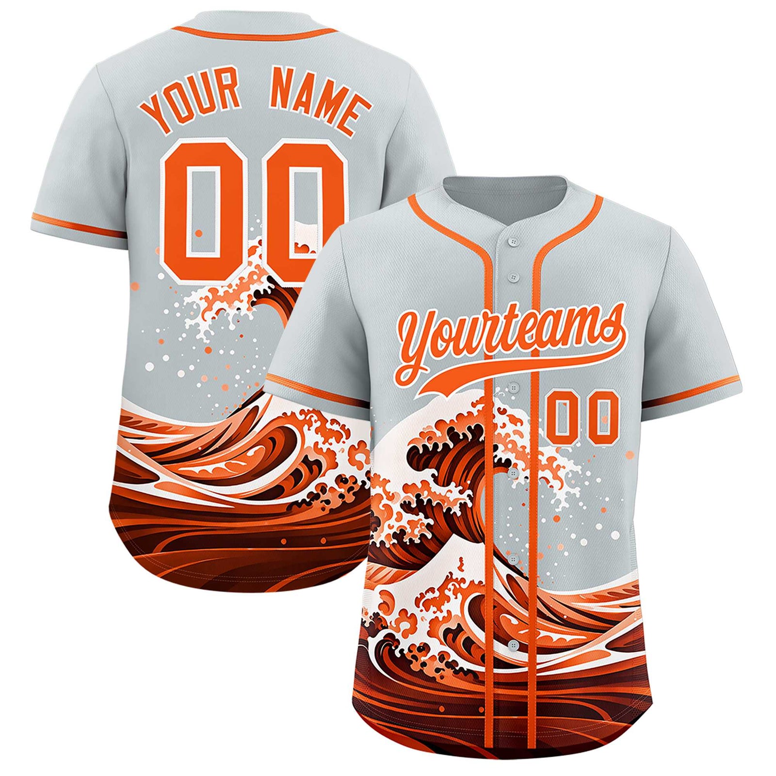 Custom Silver Wave Graffiti Pattern Authentic Baseball Jersey