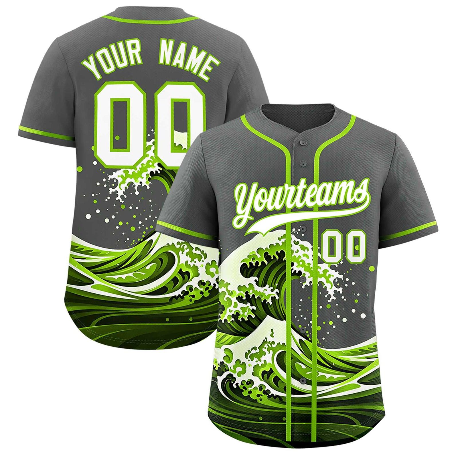 Custom Gray Wave Graffiti Pattern Authentic Baseball Jersey