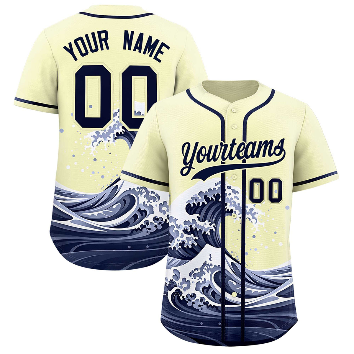 Custom Cream Wave Graffiti Pattern Authentic Baseball Jersey
