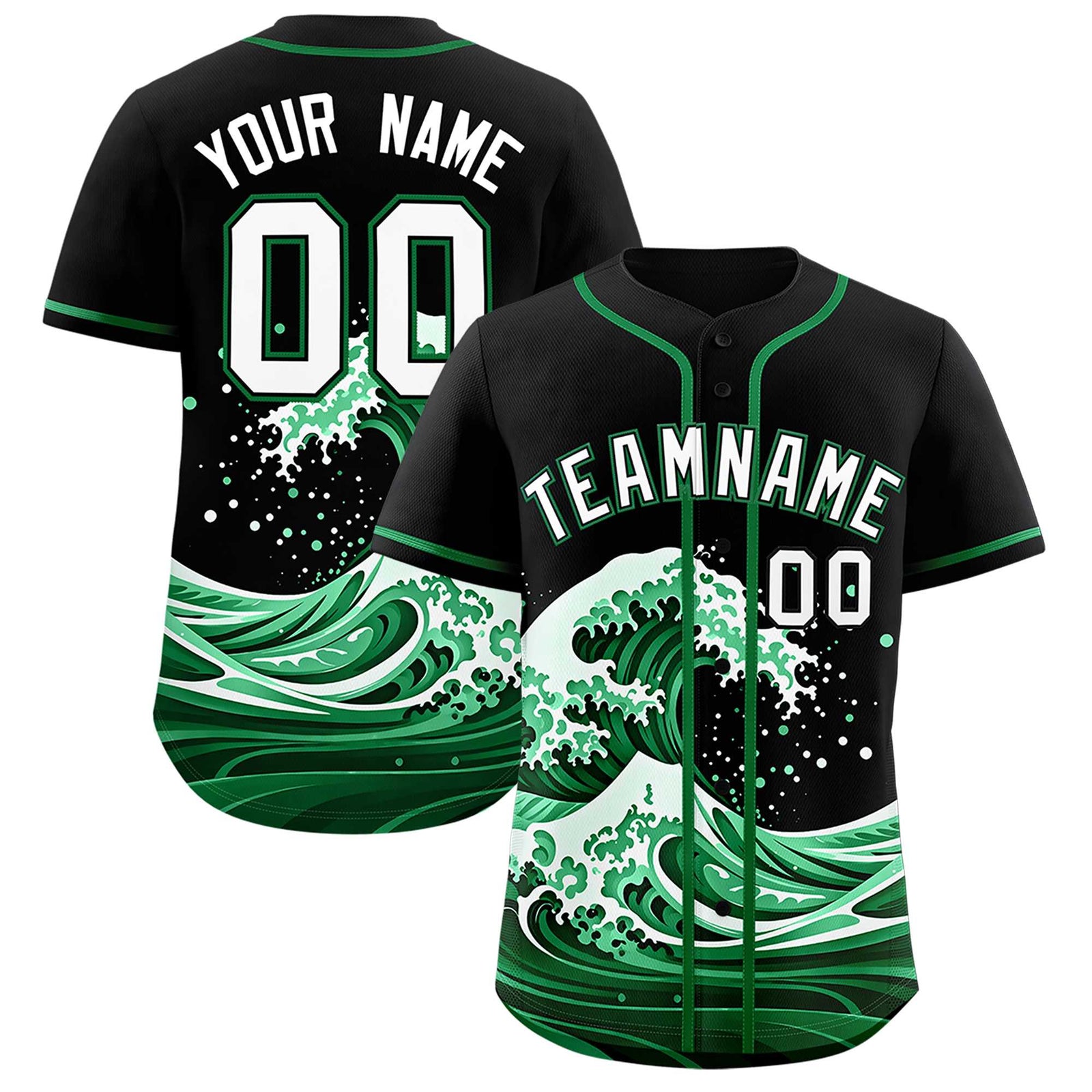 Custom Black Wave Graffiti Pattern Authentic Baseball Jersey