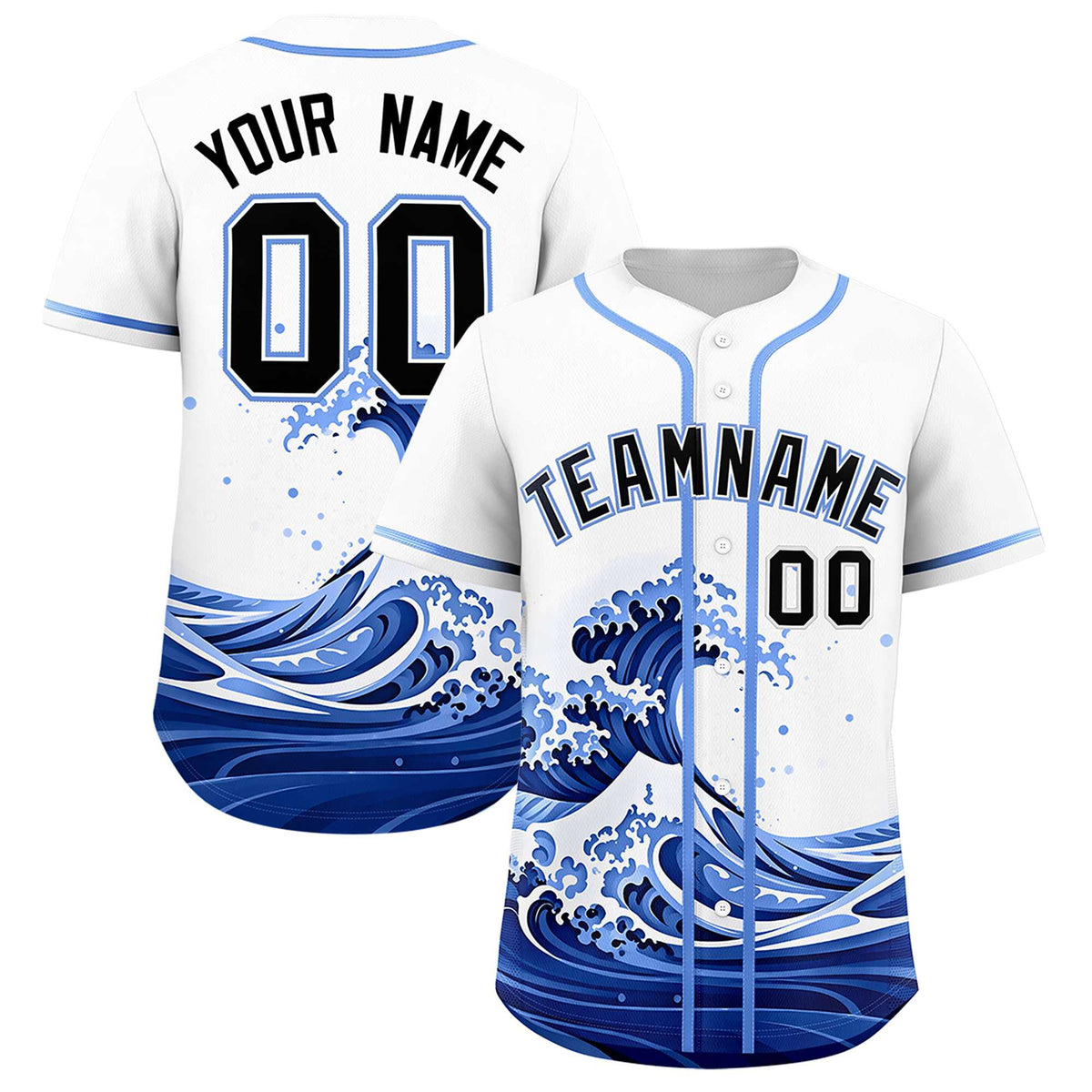 Custom White Wave Graffiti Pattern Authentic Baseball Jersey