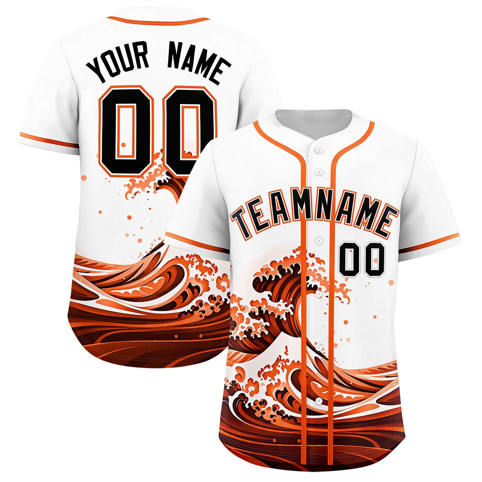 Custom White Wave Graffiti Pattern Authentic Baseball Jersey