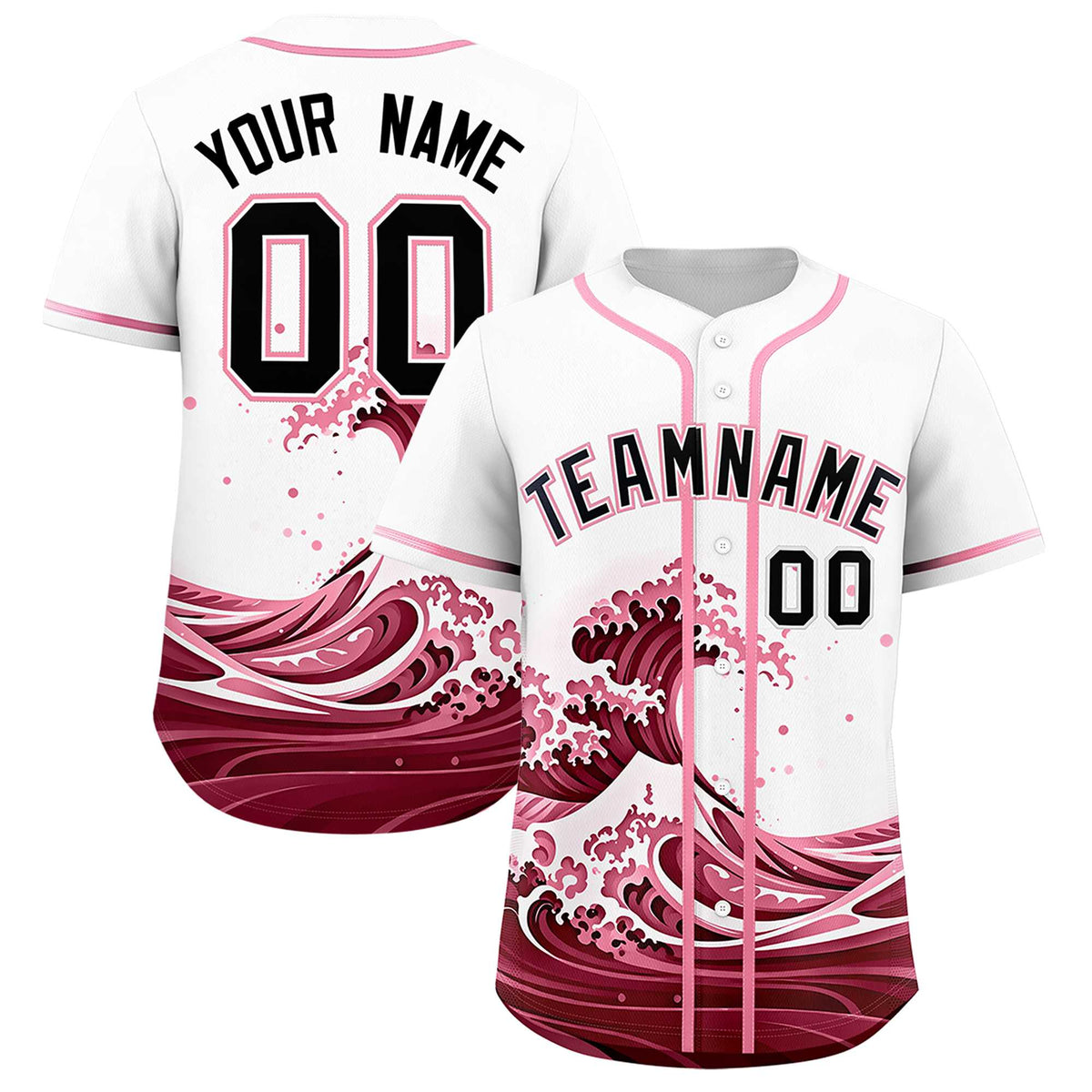 Custom White Wave Graffiti Pattern Authentic Baseball Jersey