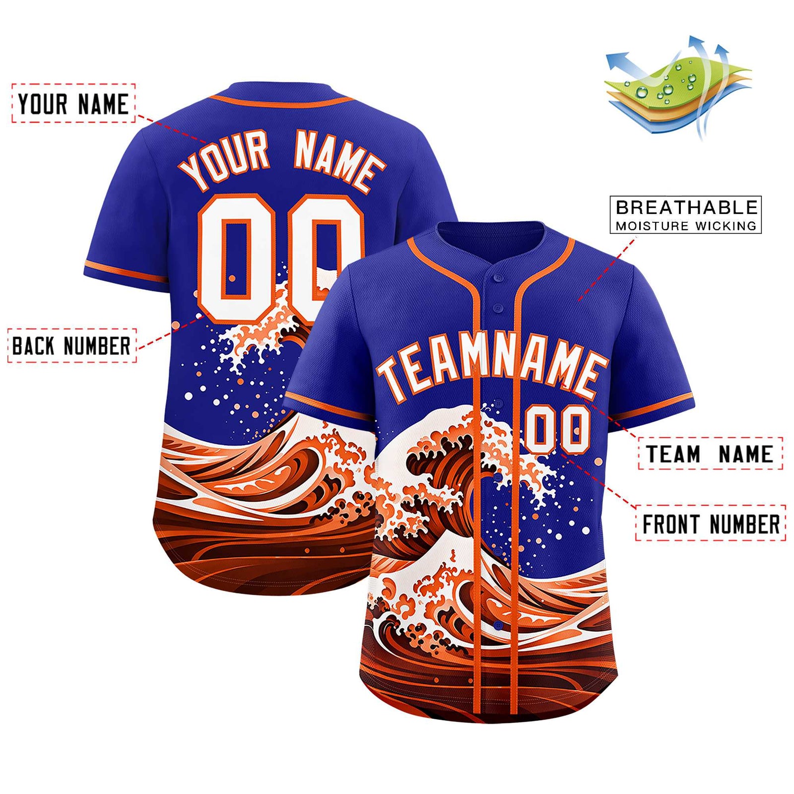 Custom Royal Wave Graffiti Pattern Authentic Baseball Jersey