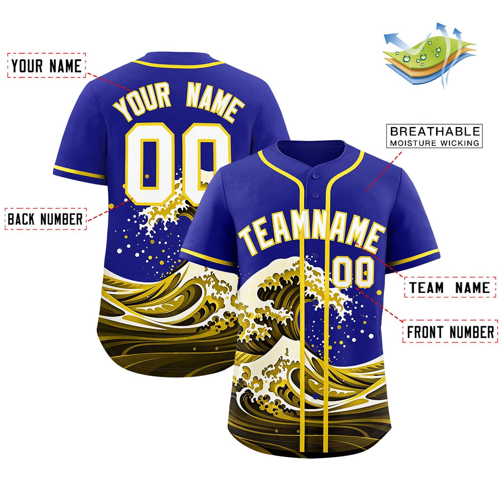 Custom Royal Wave Graffiti Pattern Authentic Baseball Jersey