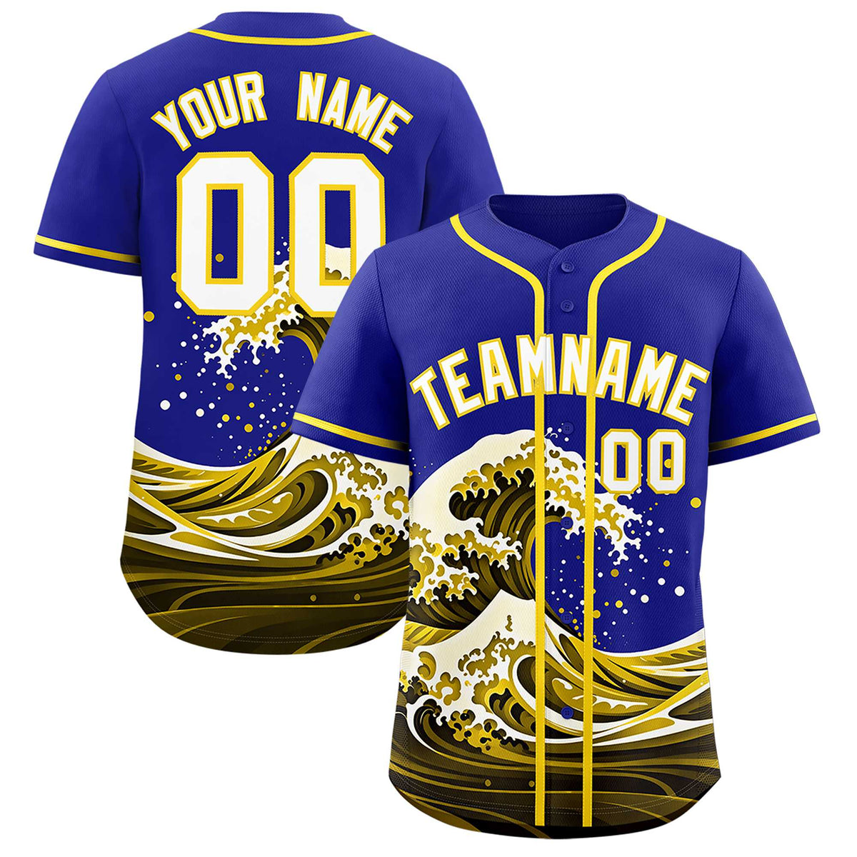 Custom Royal Wave Graffiti Pattern Authentic Baseball Jersey