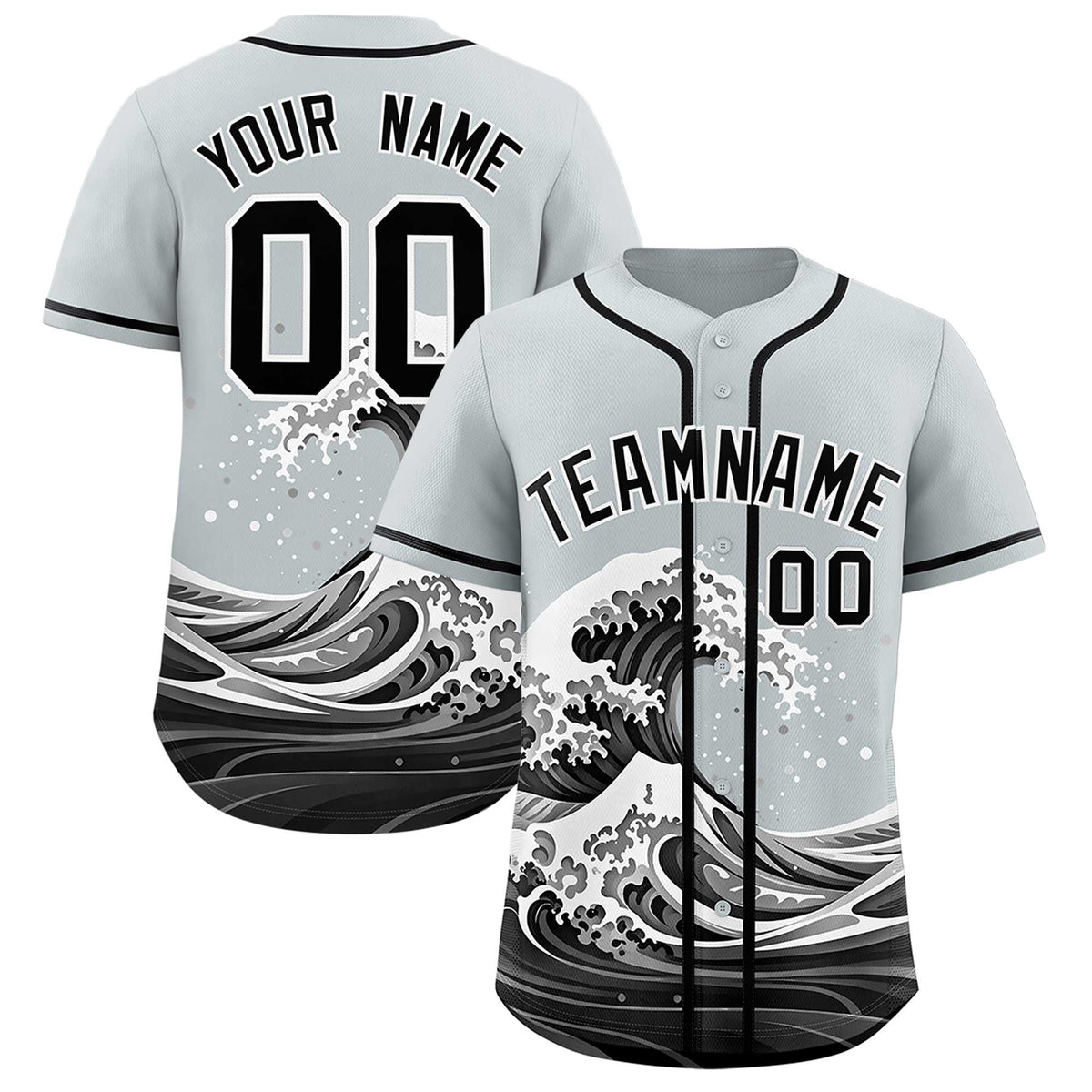 Custom Silver Wave Graffiti Pattern Authentic Baseball Jersey