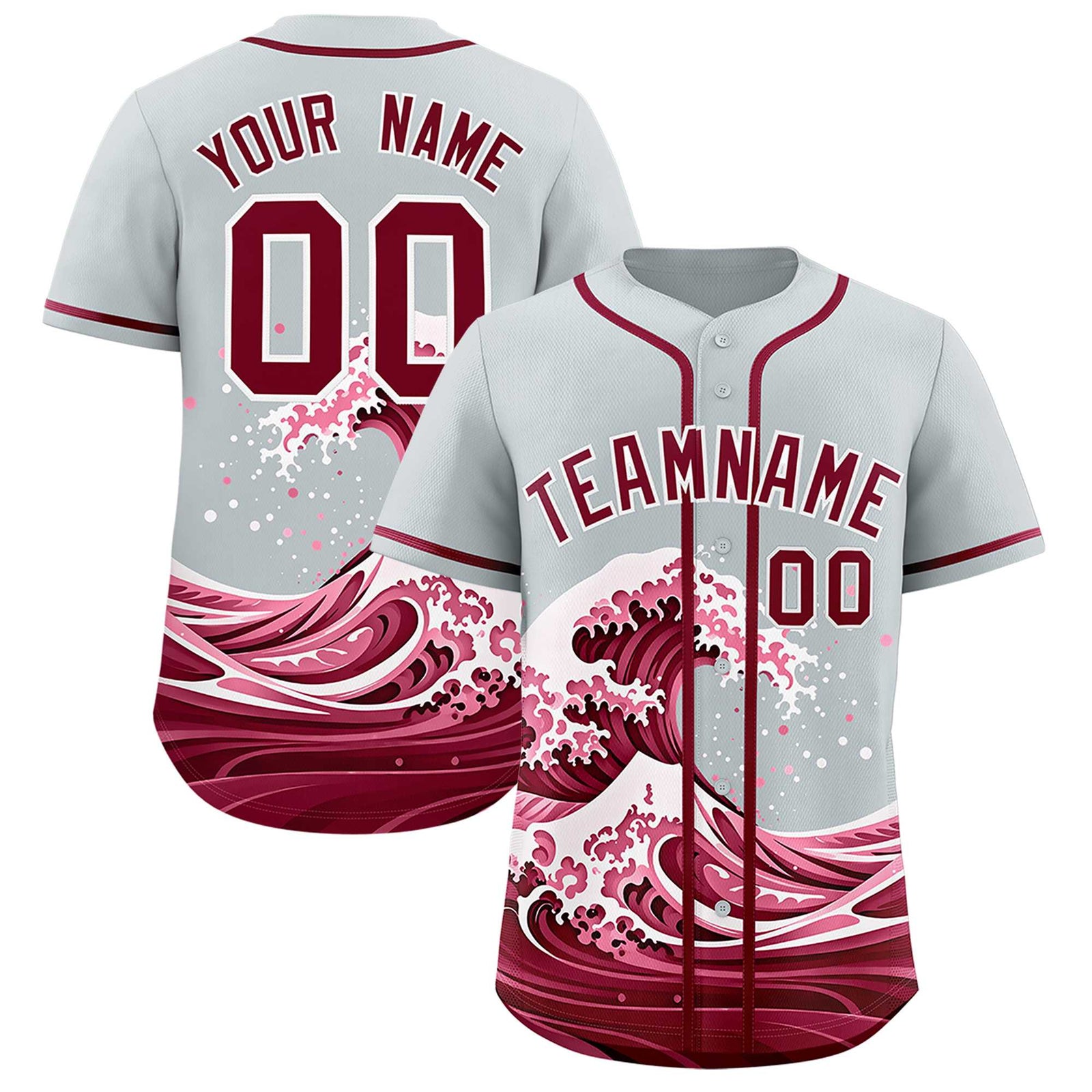 Custom Silver Wave Graffiti Pattern Authentic Baseball Jersey