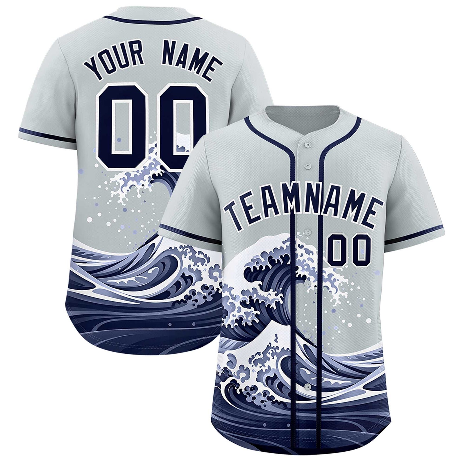 Custom Silver Wave Graffiti Pattern Authentic Baseball Jersey