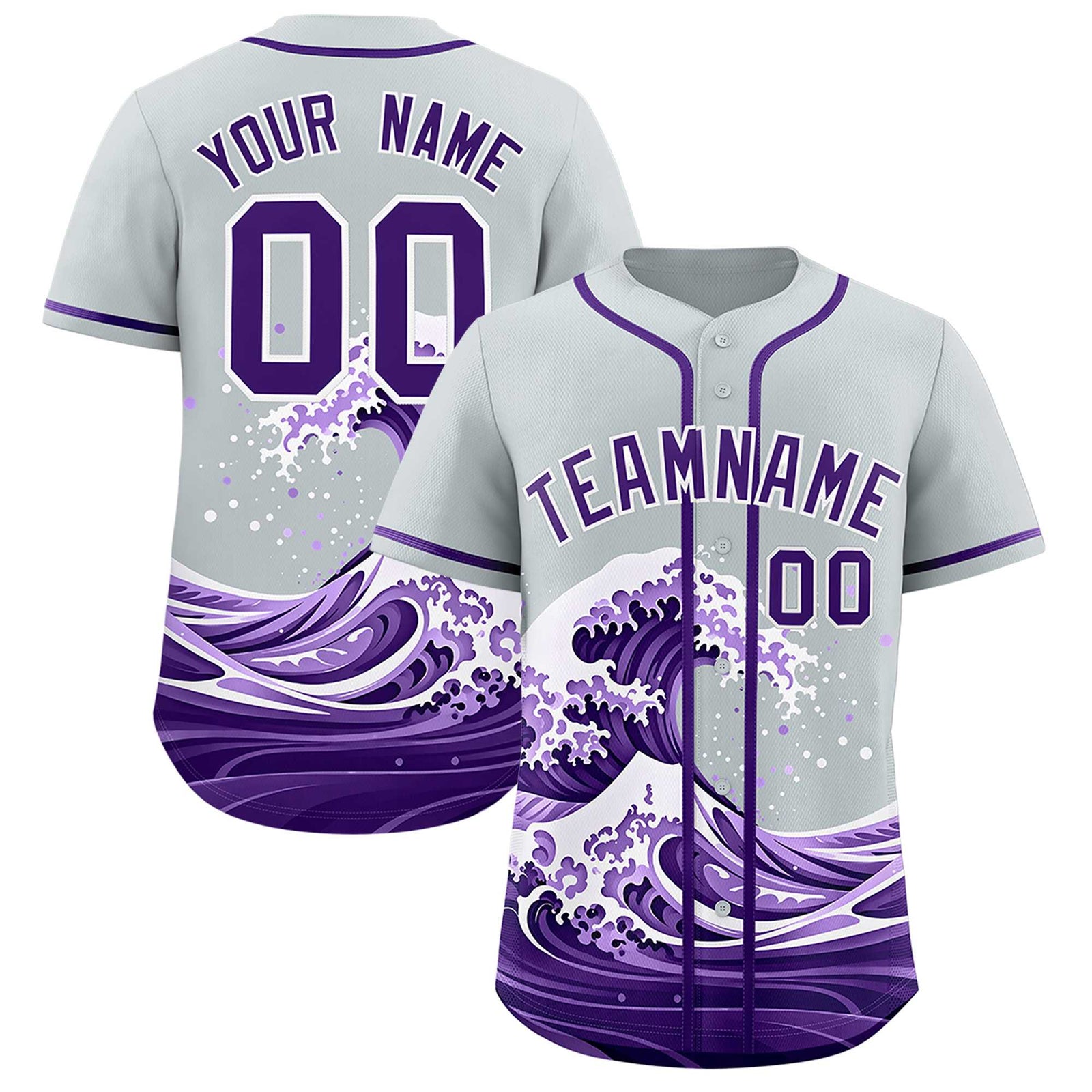 Custom Silver Wave Graffiti Pattern Authentic Baseball Jersey
