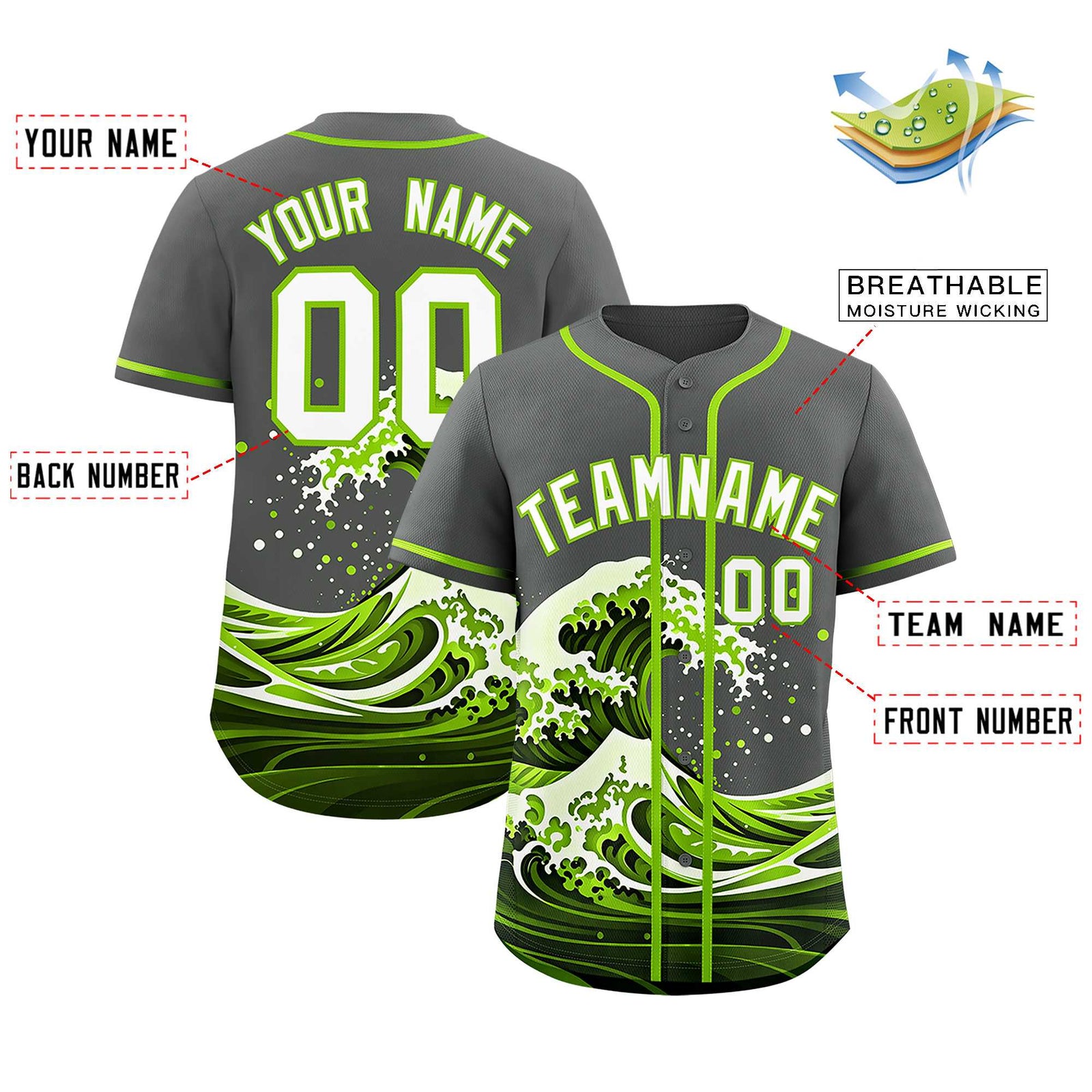 Custom Gray Wave Graffiti Pattern Authentic Baseball Jersey