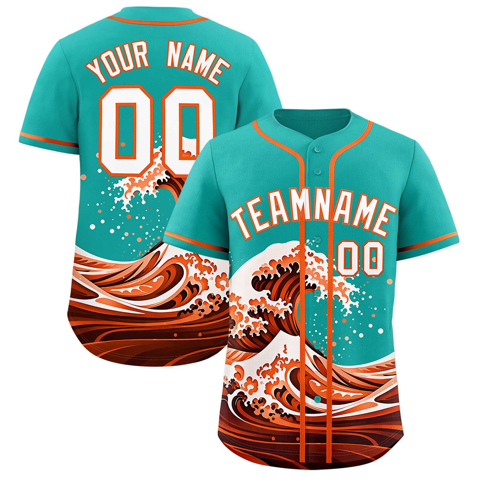 Custom Aqua Wave Graffiti Pattern Authentic Baseball Jersey