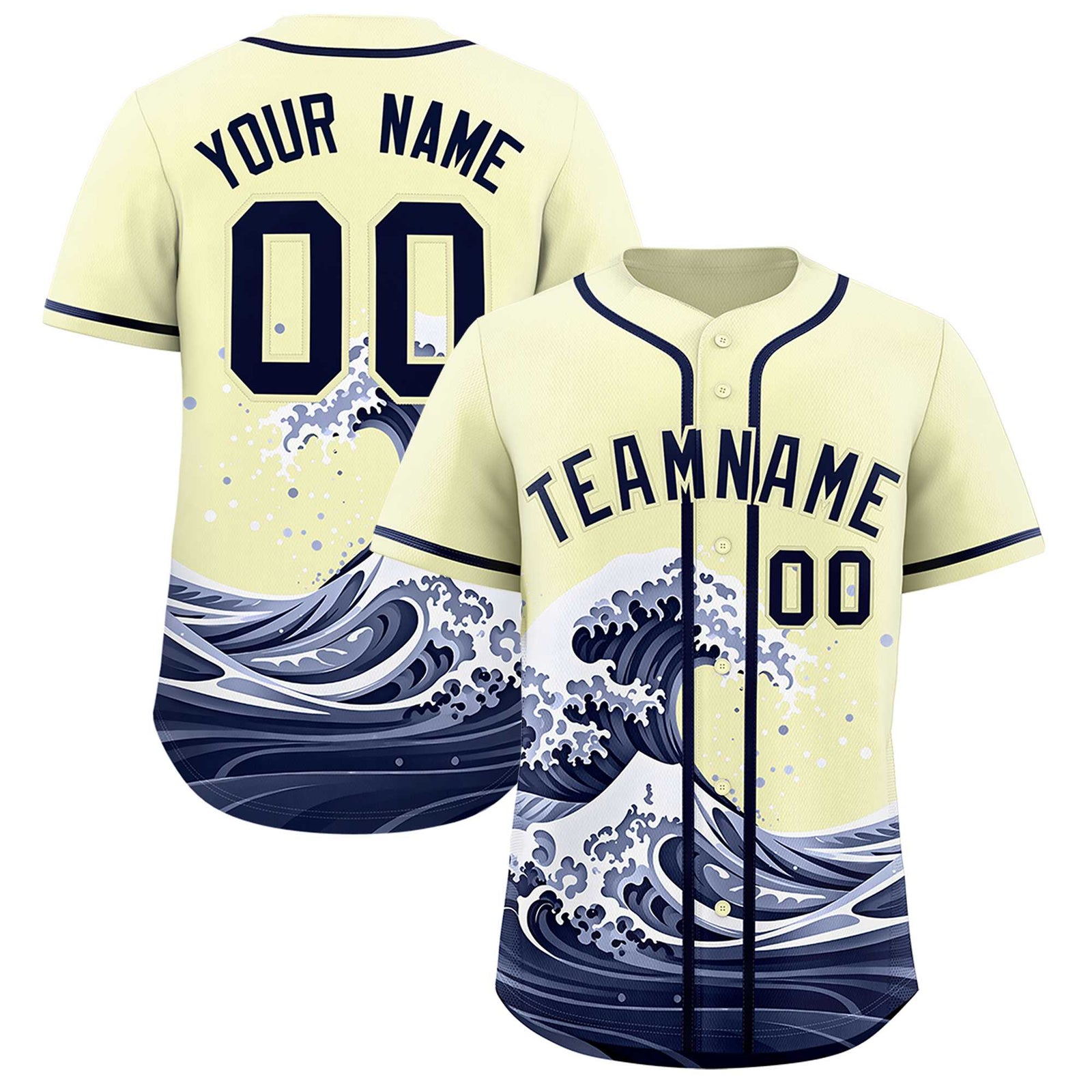 Custom Cream Wave Graffiti Pattern Authentic Baseball Jersey