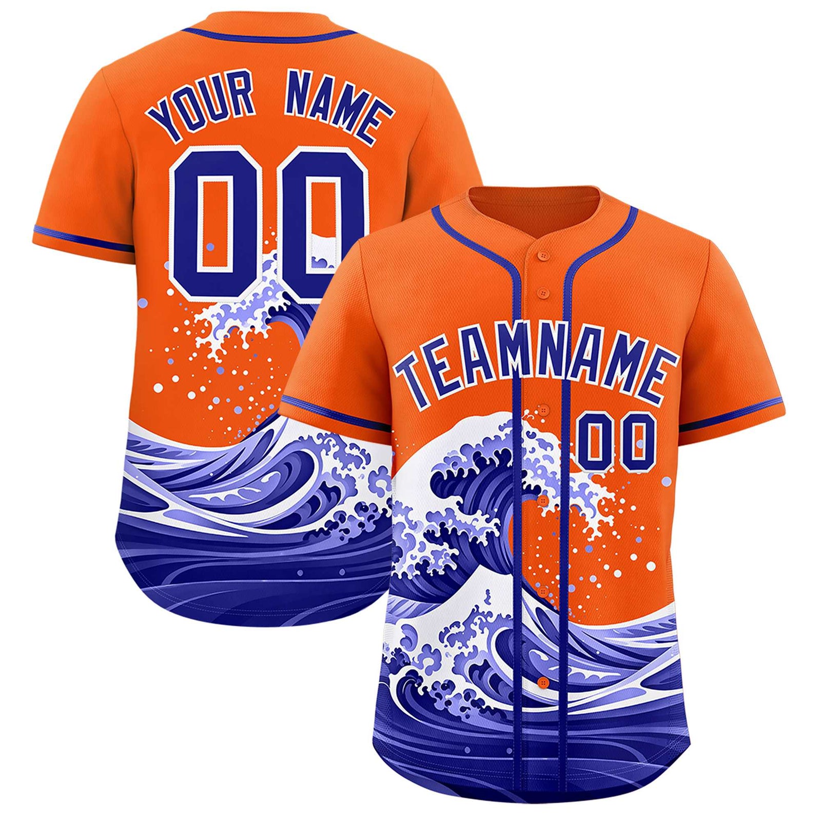 Custom Orange Wave Graffiti Pattern Authentic Baseball Jersey