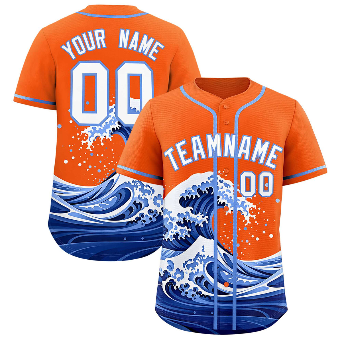 Custom Orange Wave Graffiti Pattern Authentic Baseball Jersey