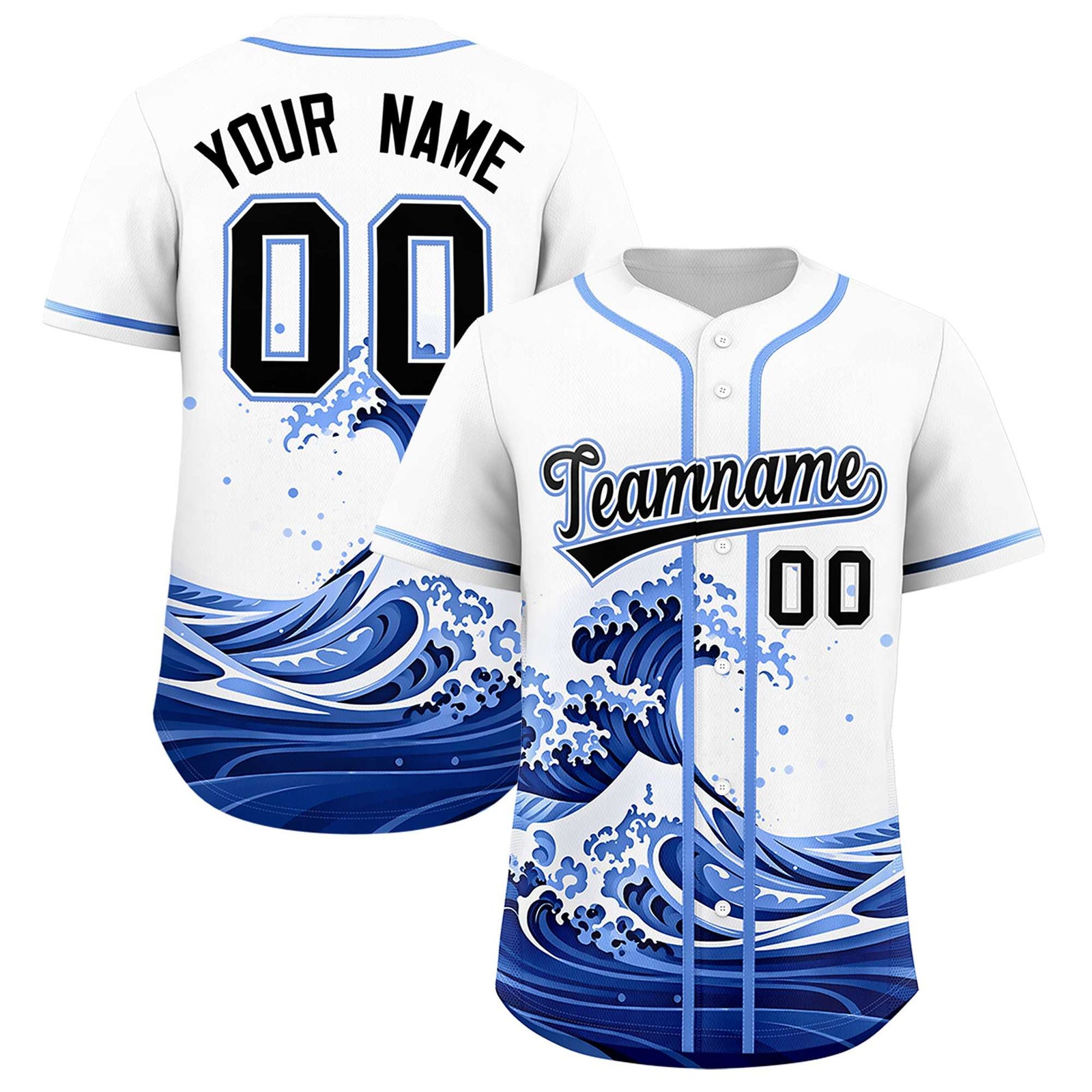 Custom White Wave Graffiti Pattern Authentic Baseball Jersey
