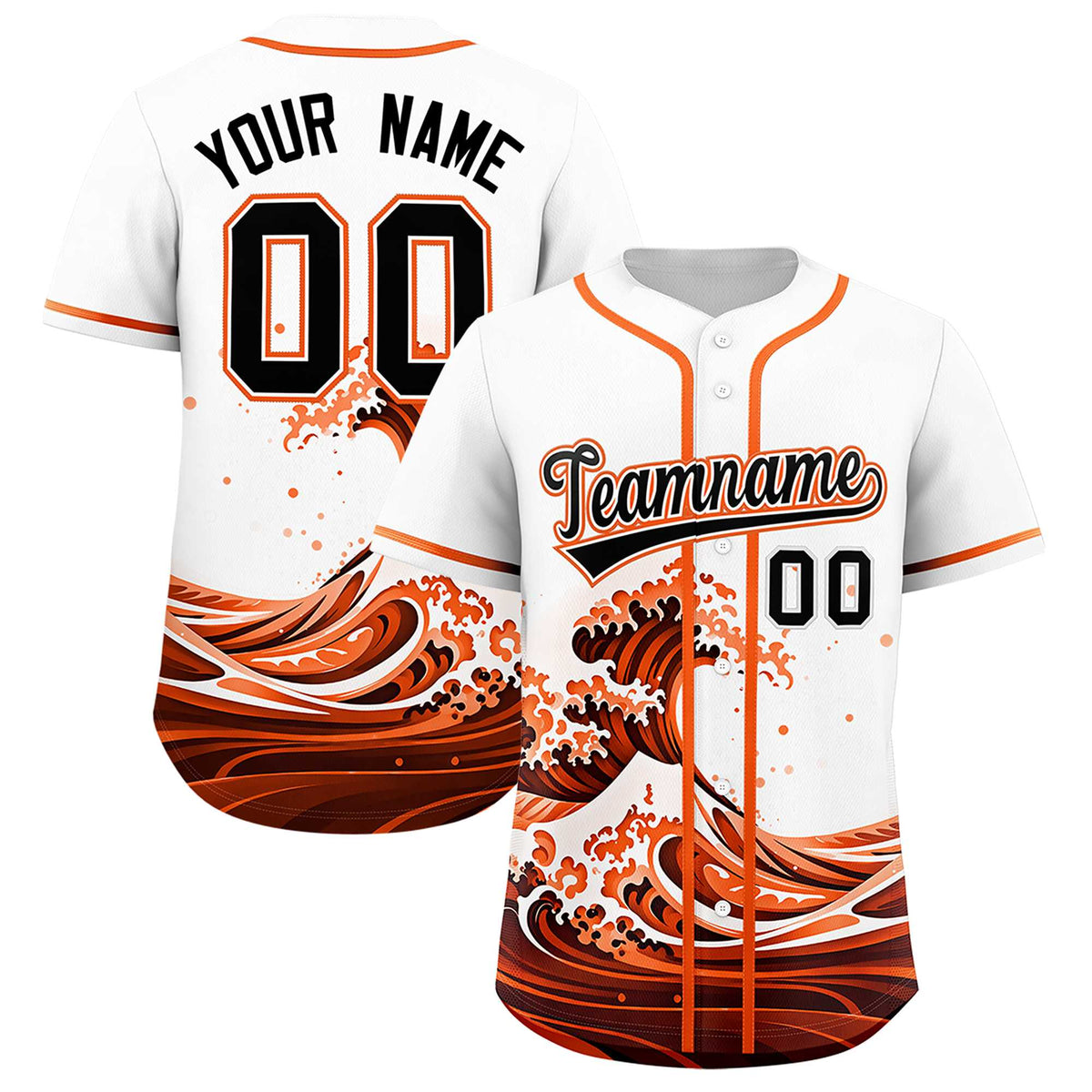 Custom White Wave Graffiti Pattern Authentic Baseball Jersey