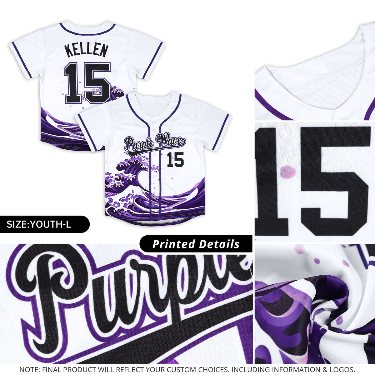 Custom White Wave Graffiti Pattern Authentic Baseball Jersey