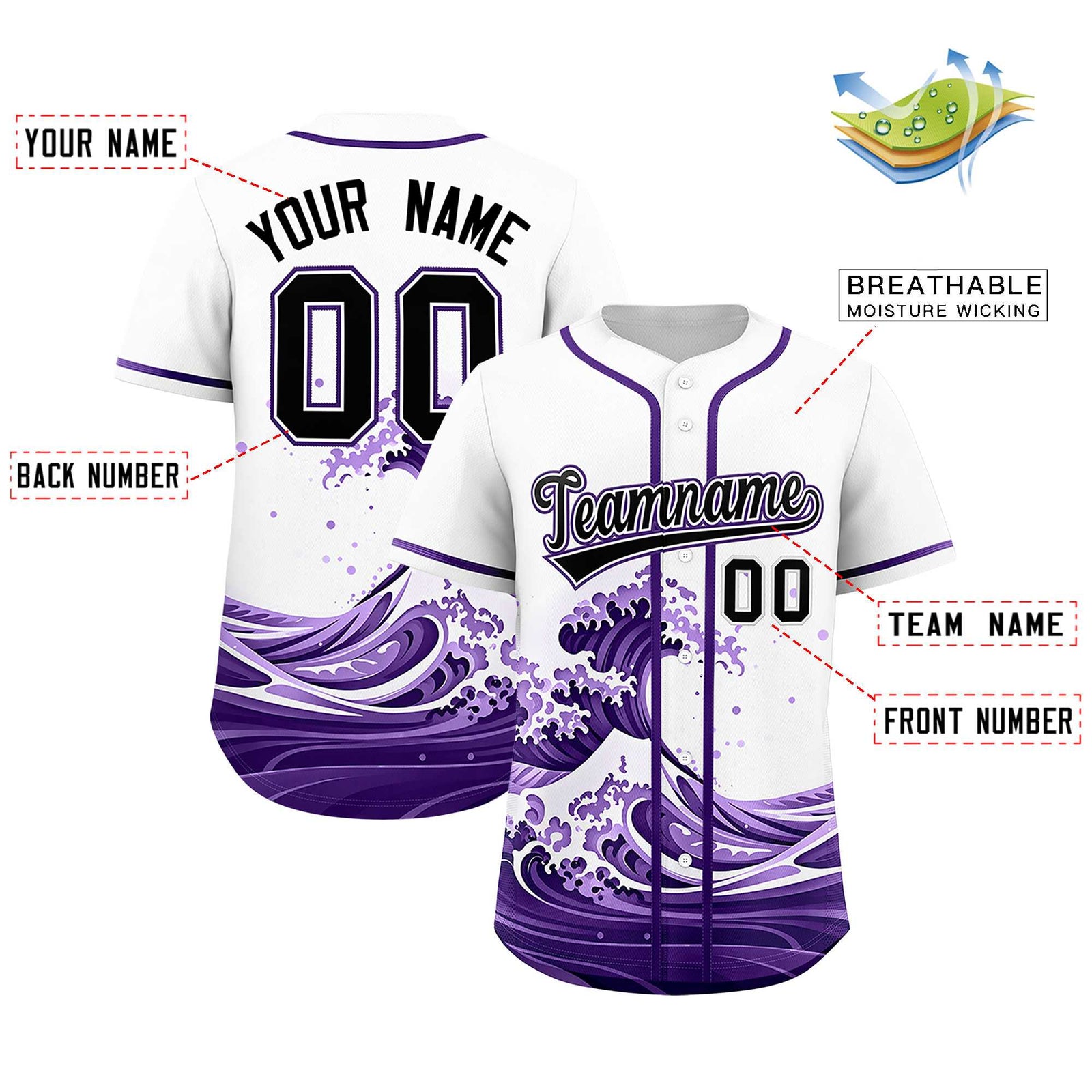 Custom White Wave Graffiti Pattern Authentic Baseball Jersey
