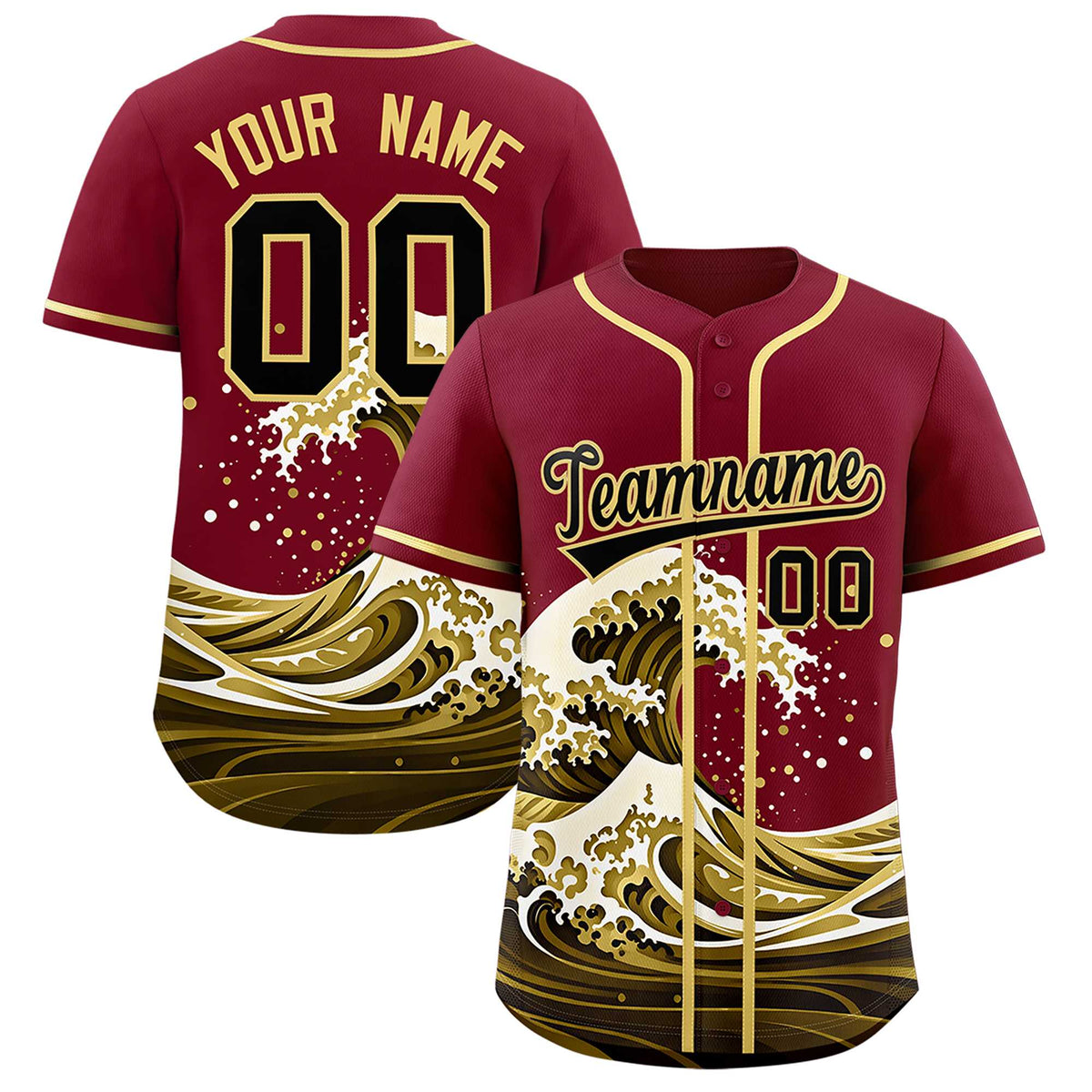Custom Crimson Wave Graffiti Pattern Authentic Baseball Jersey