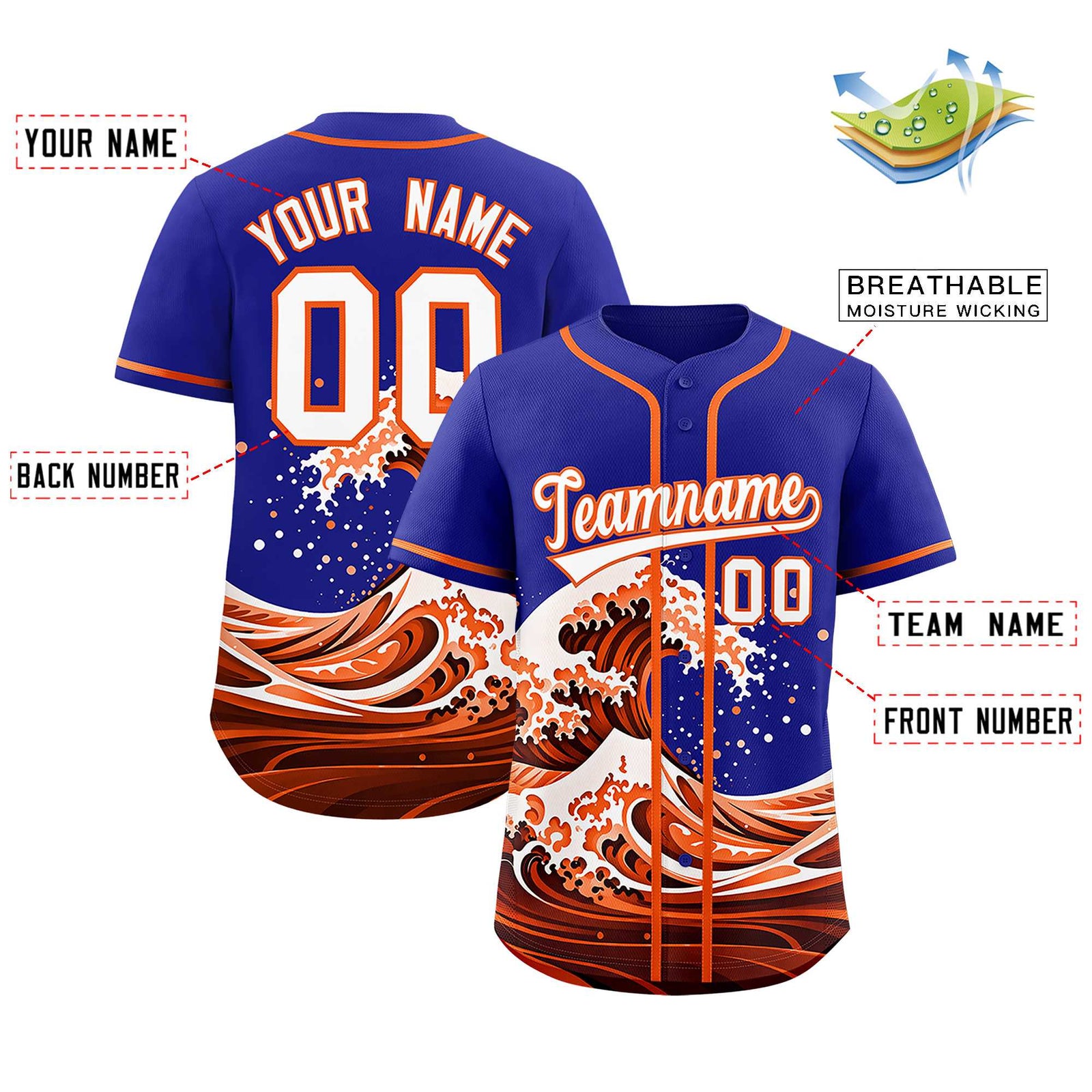 Custom Royal Wave Graffiti Pattern Authentic Baseball Jersey