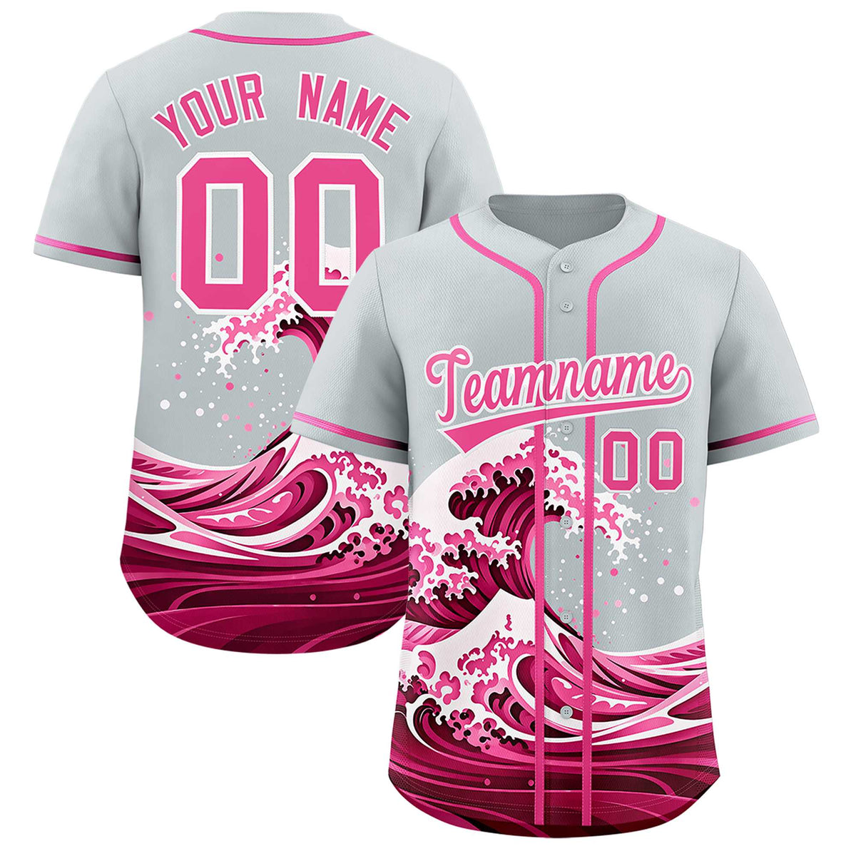 Custom Silver Wave Graffiti Pattern Authentic Baseball Jersey