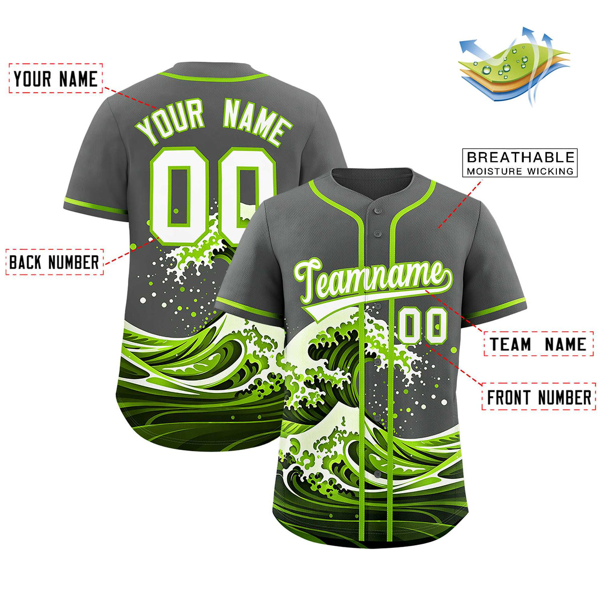 Custom Gray Wave Graffiti Pattern Authentic Baseball Jersey