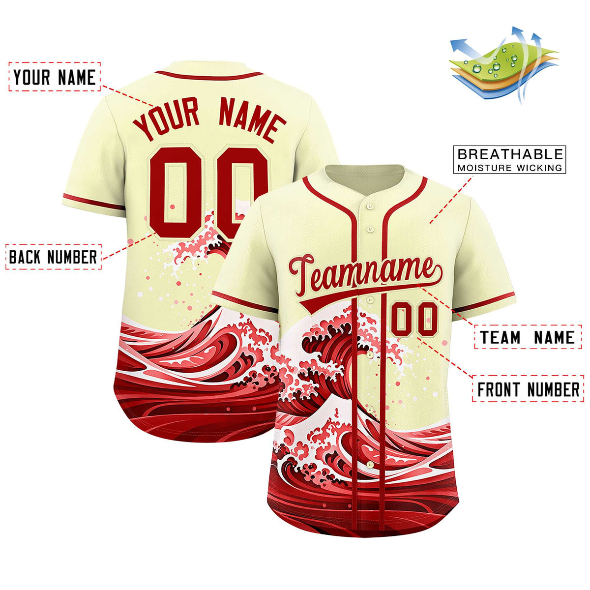Custom Cream Wave Graffiti Pattern Authentic Baseball Jersey