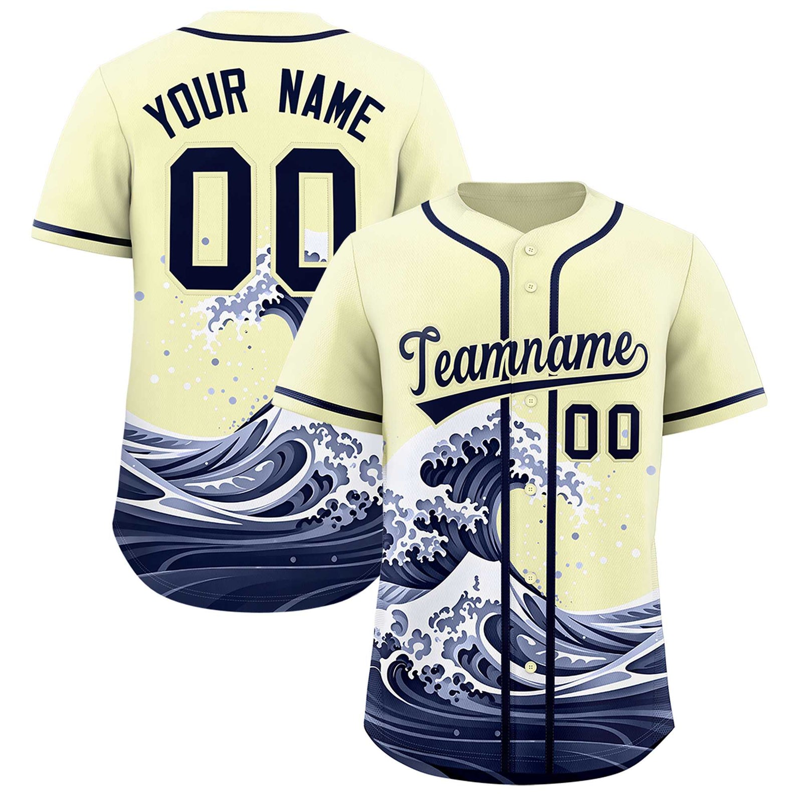 Custom Cream Wave Graffiti Pattern Authentic Baseball Jersey