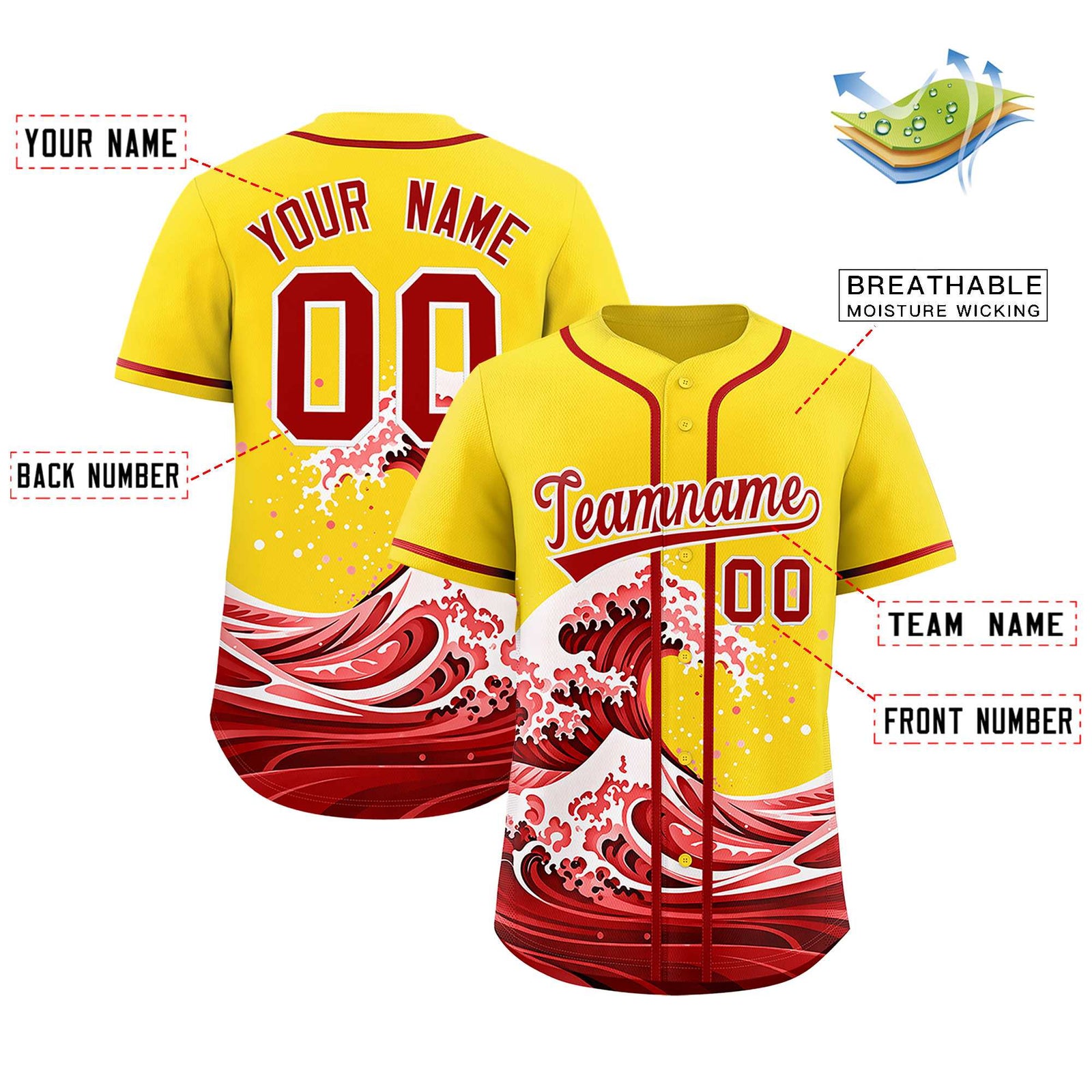 Custom Gold Wave Graffiti Pattern Authentic Baseball Jersey