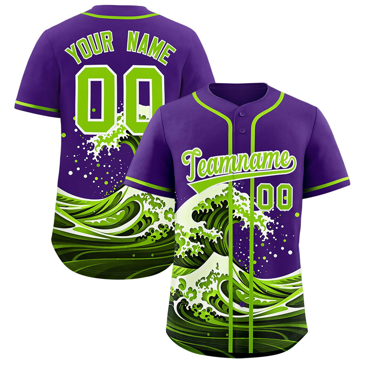 Custom Purple Wave Graffiti Pattern Authentic Baseball Jersey