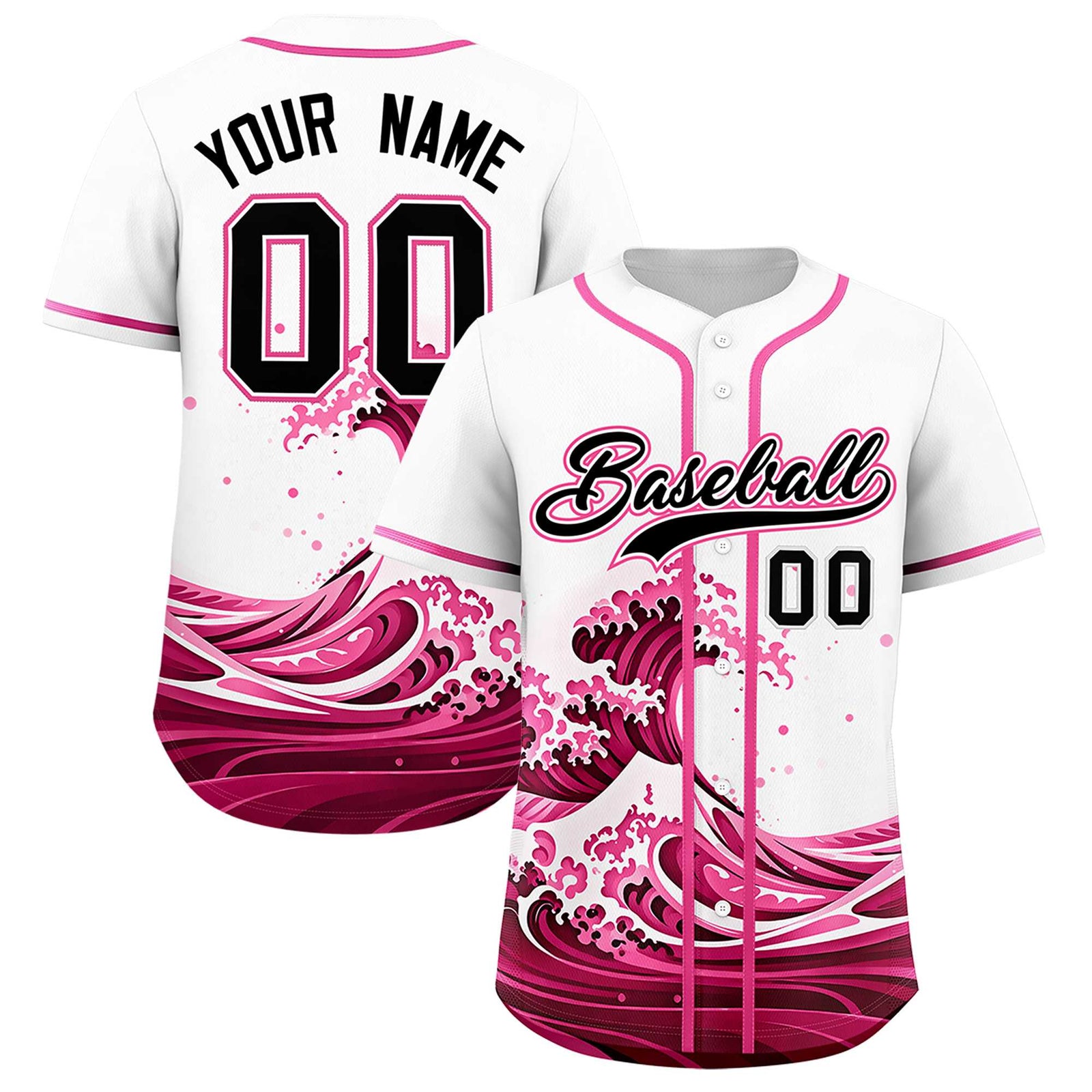 Custom White Wave Graffiti Pattern Authentic Baseball Jersey