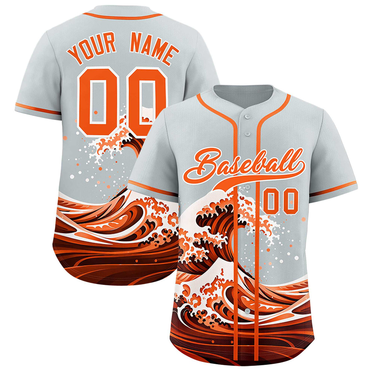 Custom Silver Wave Graffiti Pattern Authentic Baseball Jersey