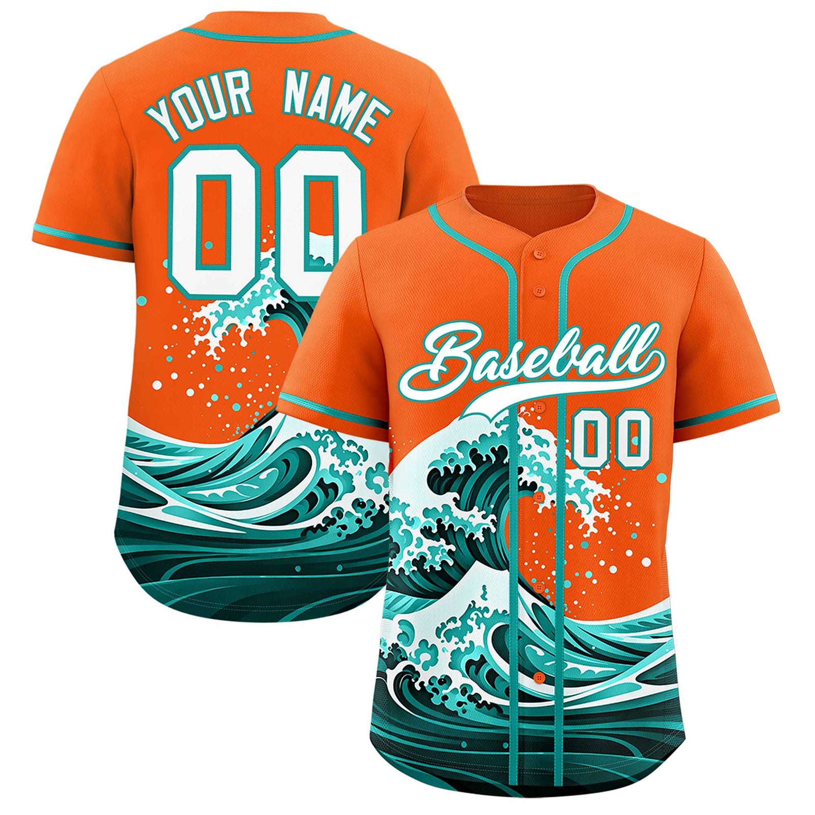 Custom Orange Wave Graffiti Pattern Authentic Baseball Jersey