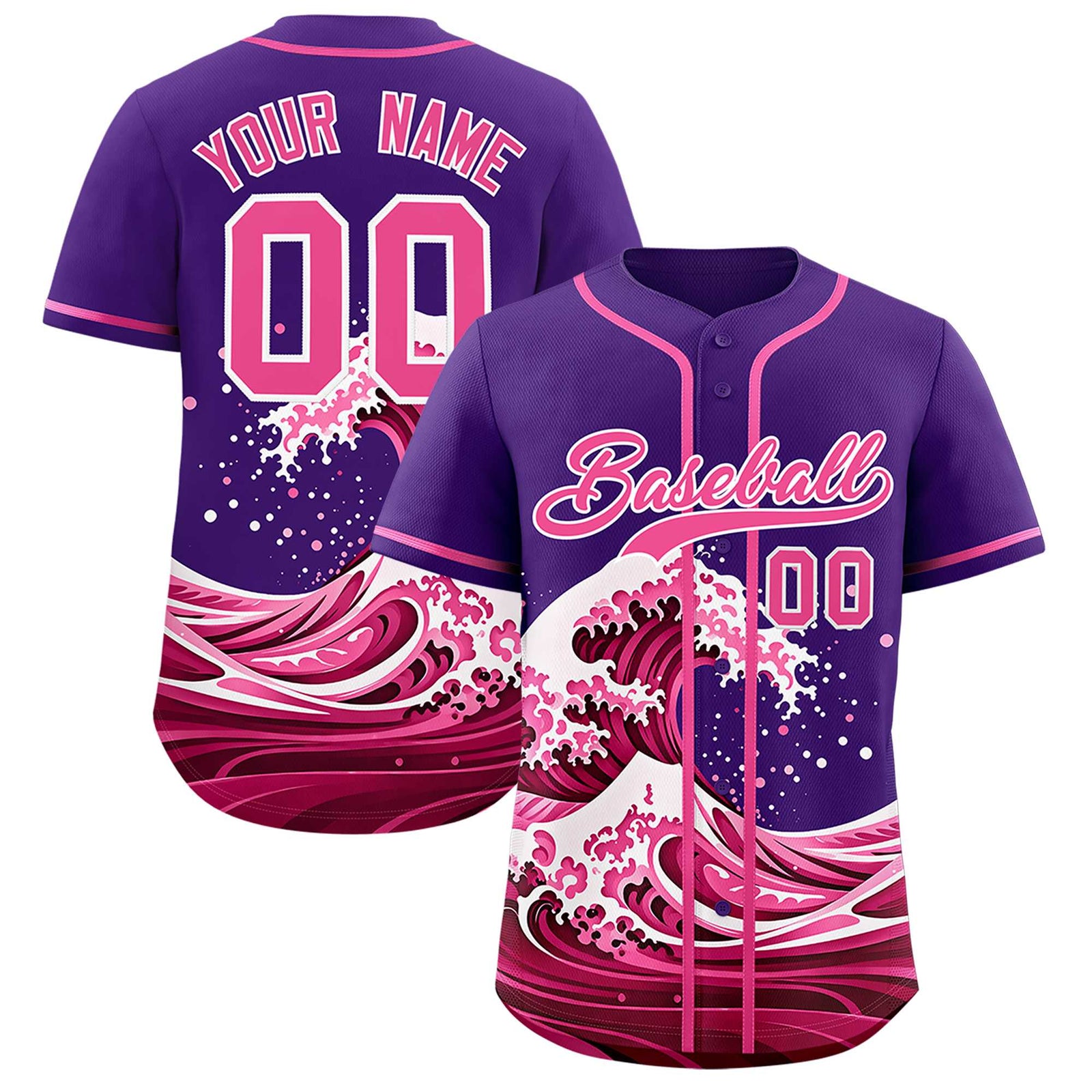 Custom Purple Wave Graffiti Pattern Authentic Baseball Jersey