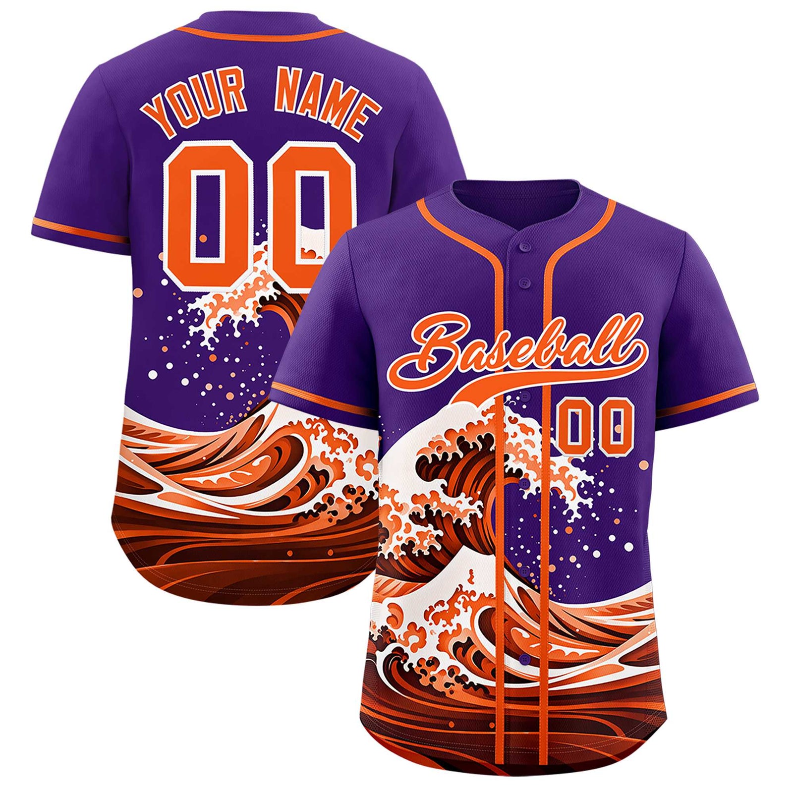 Custom Purple Wave Graffiti Pattern Authentic Baseball Jersey