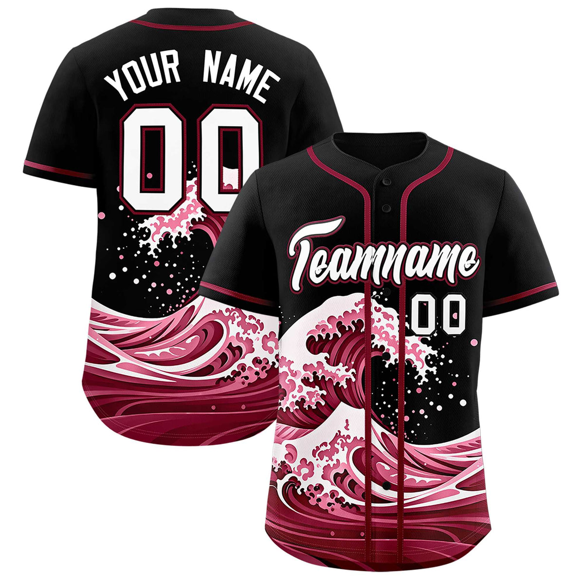 Custom Black Wave Graffiti Pattern Authentic Baseball Jersey
